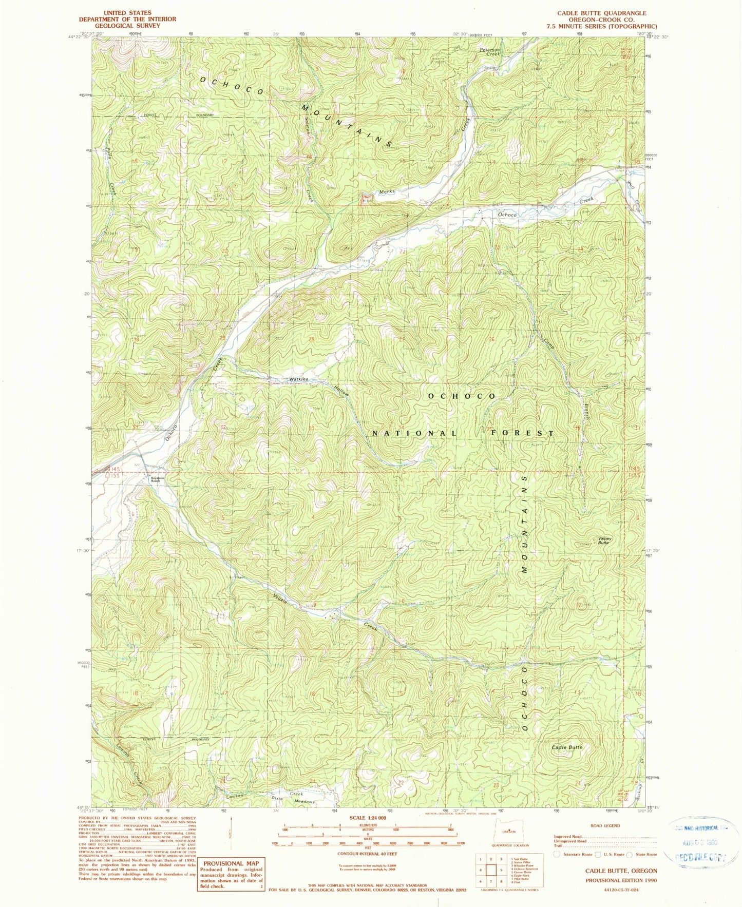 Classic USGS Cadle Butte Oregon 7.5'x7.5' Topo Map Image