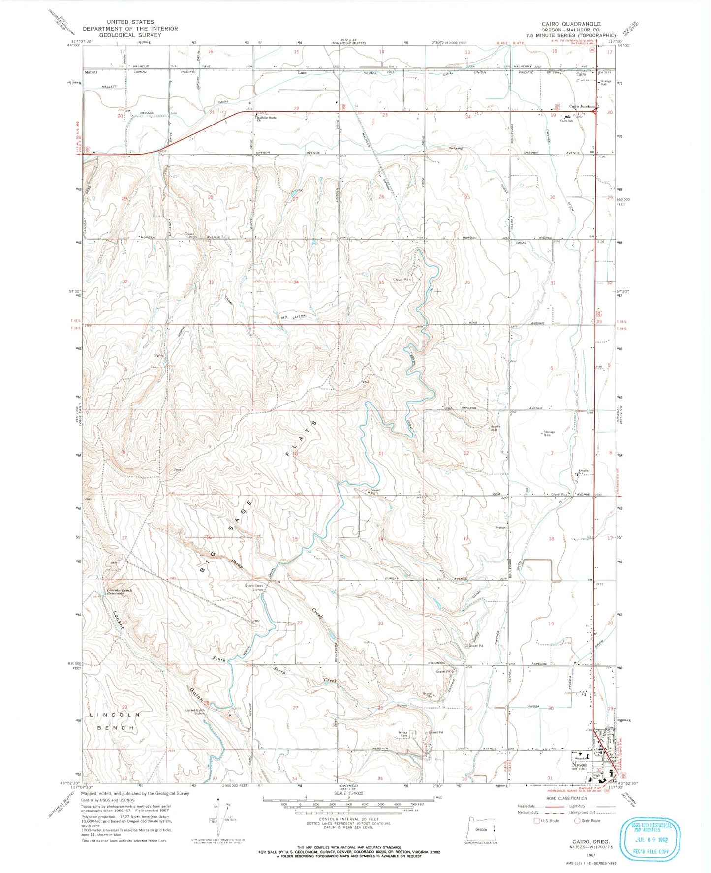 Classic USGS Cairo Oregon 7.5'x7.5' Topo Map Image