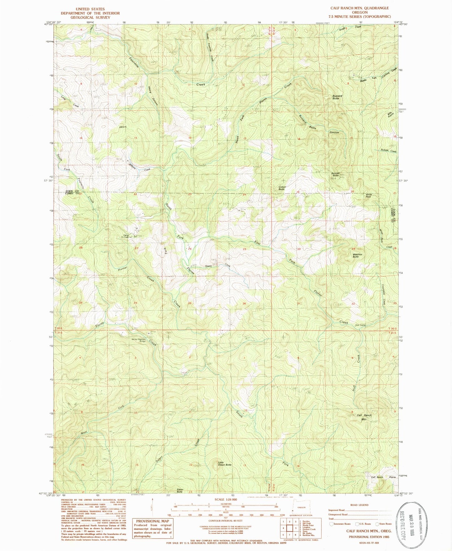 Classic USGS Calf Ranch Mountain Oregon 7.5'x7.5' Topo Map Image