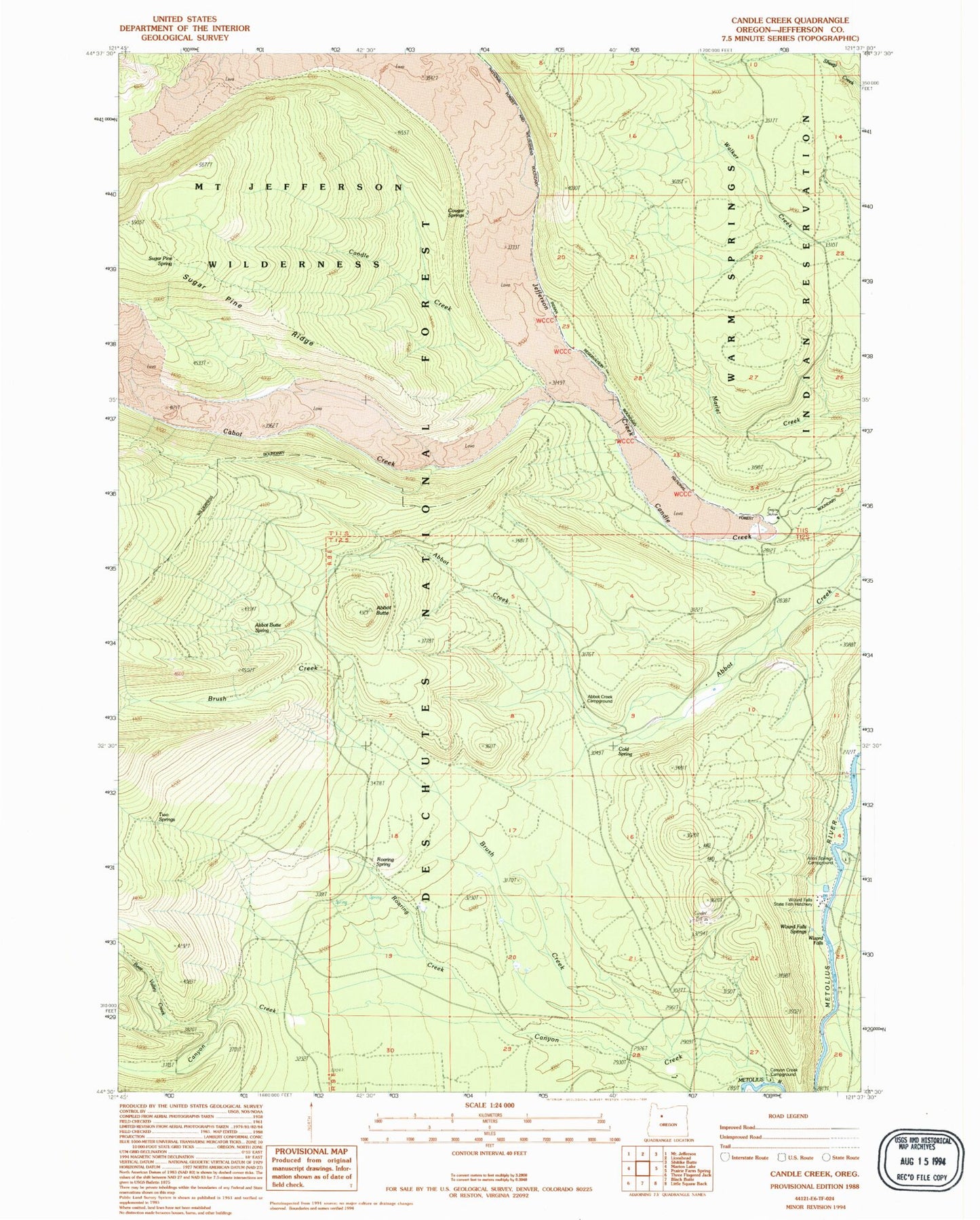 Classic USGS Candle Creek Oregon 7.5'x7.5' Topo Map Image