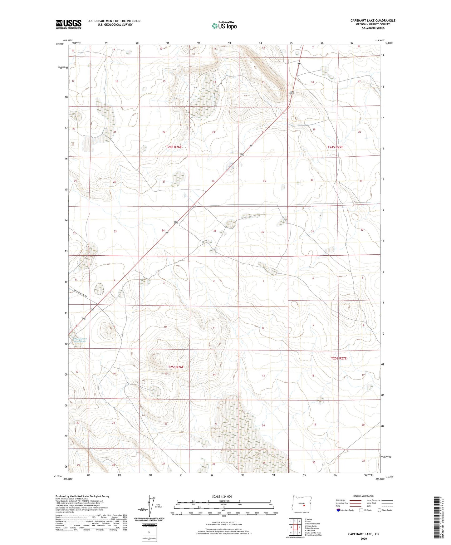 Capehart Lake Oregon US Topo Map Image