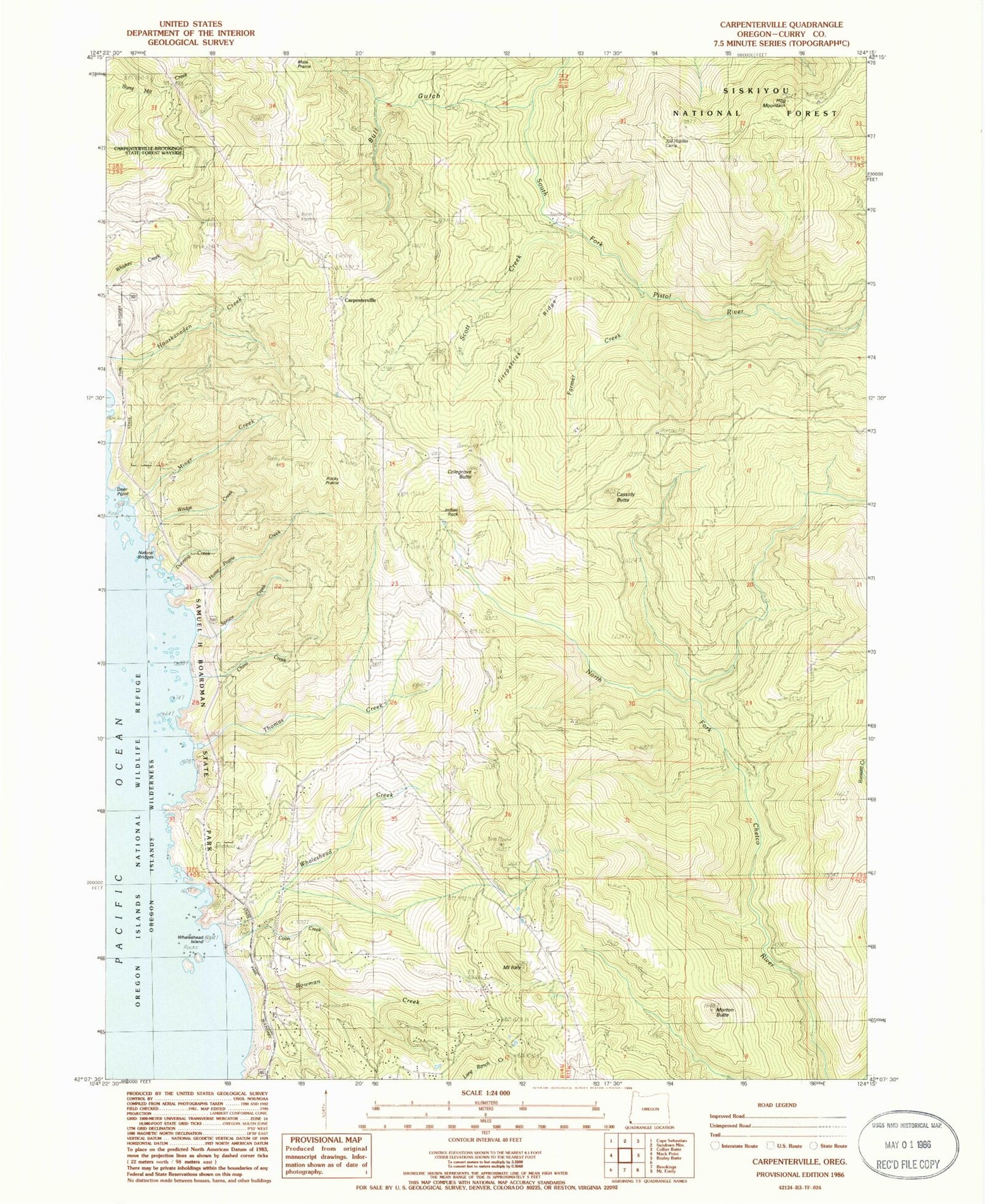 Classic USGS Carpenterville Oregon 7.5'x7.5' Topo Map Image