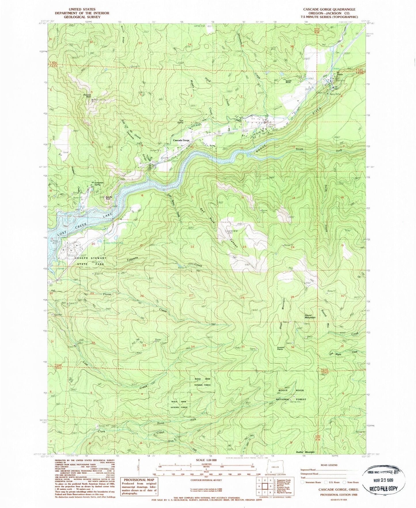 Classic USGS Cascade Gorge Oregon 7.5'x7.5' Topo Map Image