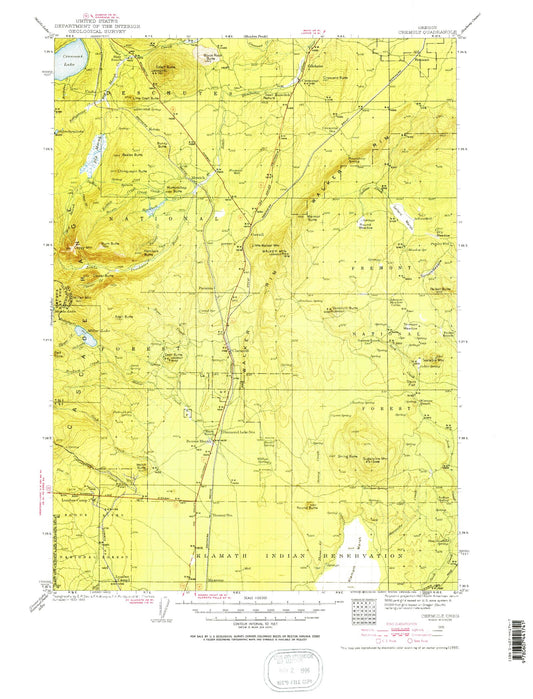 Historic 1935 Chemult Oregon 30'x30' Topo Map Image