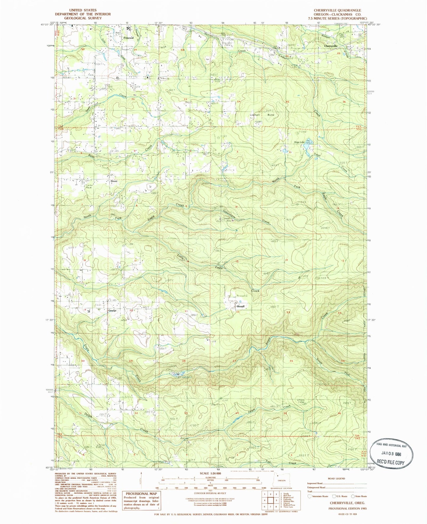 Classic USGS Cherryville Oregon 7.5'x7.5' Topo Map Image