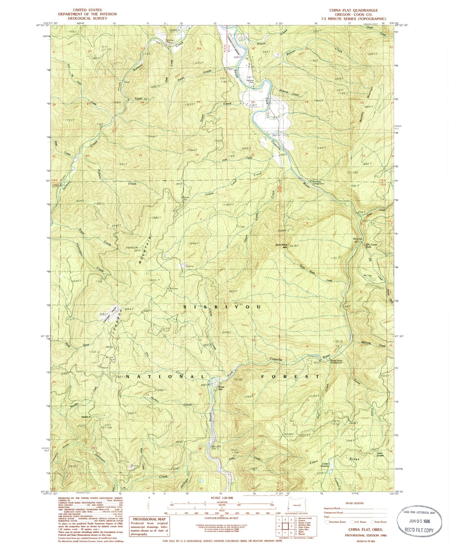 Classic USGS China Flat Oregon 7.5'x7.5' Topo Map Image