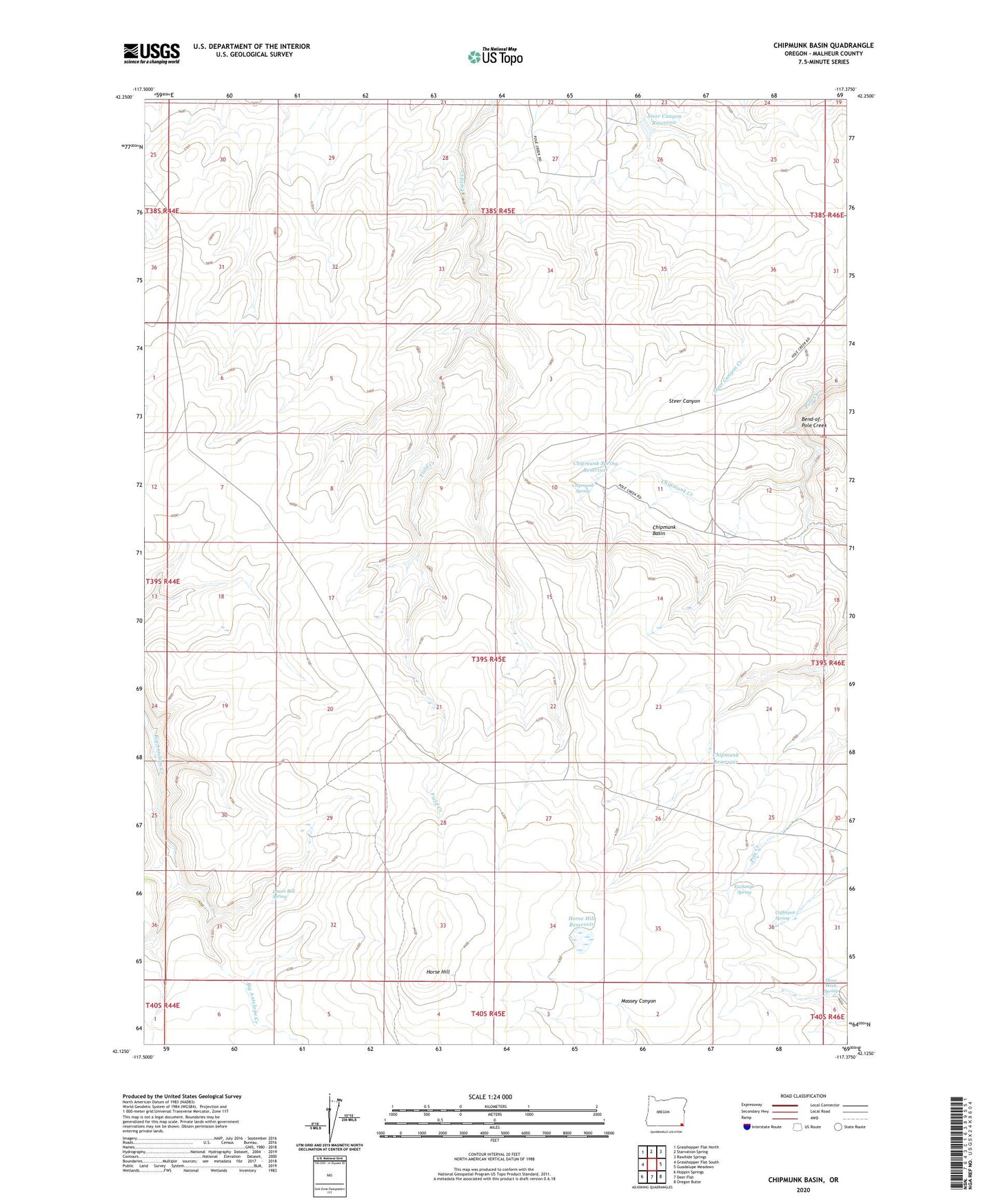 Chipmunk Basin Oregon US Topo Map Image