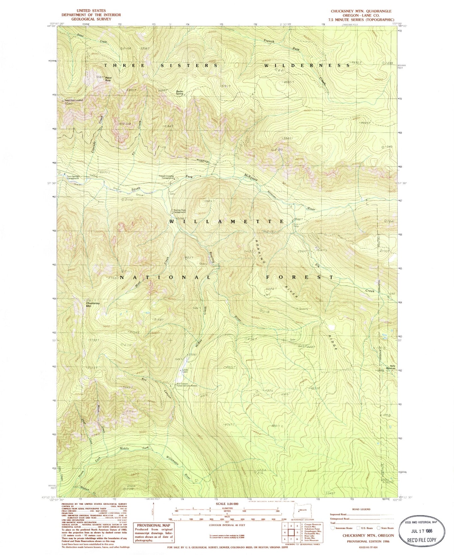 Classic USGS Chucksney Mountain Oregon 7.5'x7.5' Topo Map Image