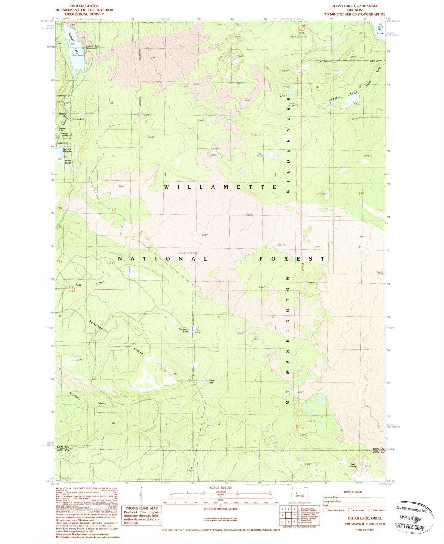 Classic USGS Clear Lake Oregon 7.5'x7.5' Topo Map Image