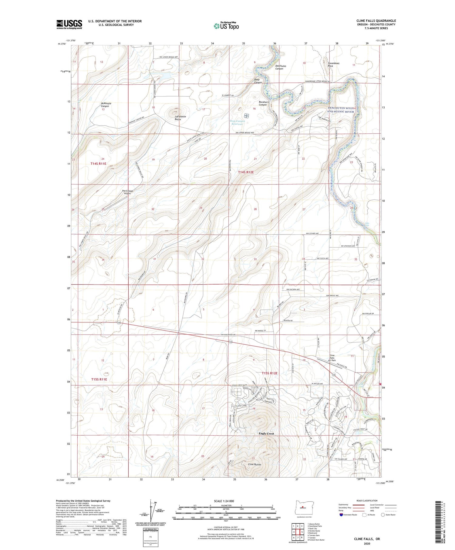 Cline Falls Oregon US Topo Map Image