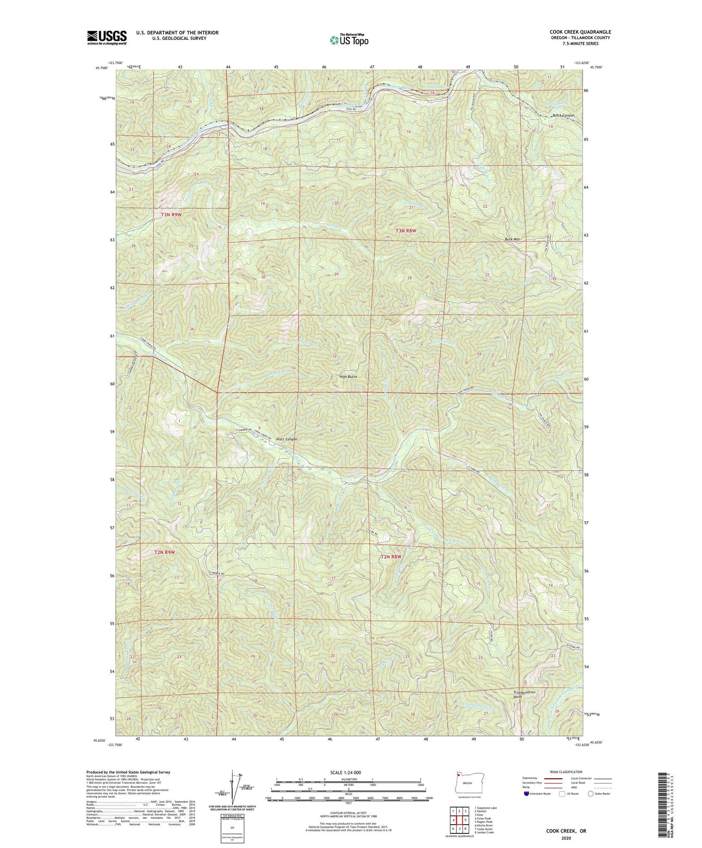 Cook Creek Oregon US Topo Map Image