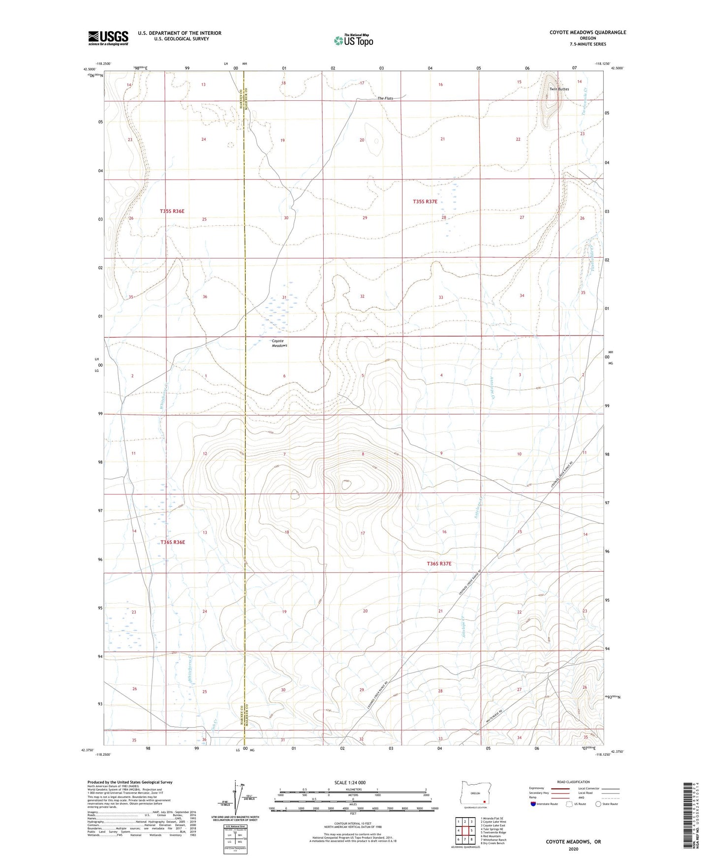 Coyote Meadows Oregon US Topo Map Image