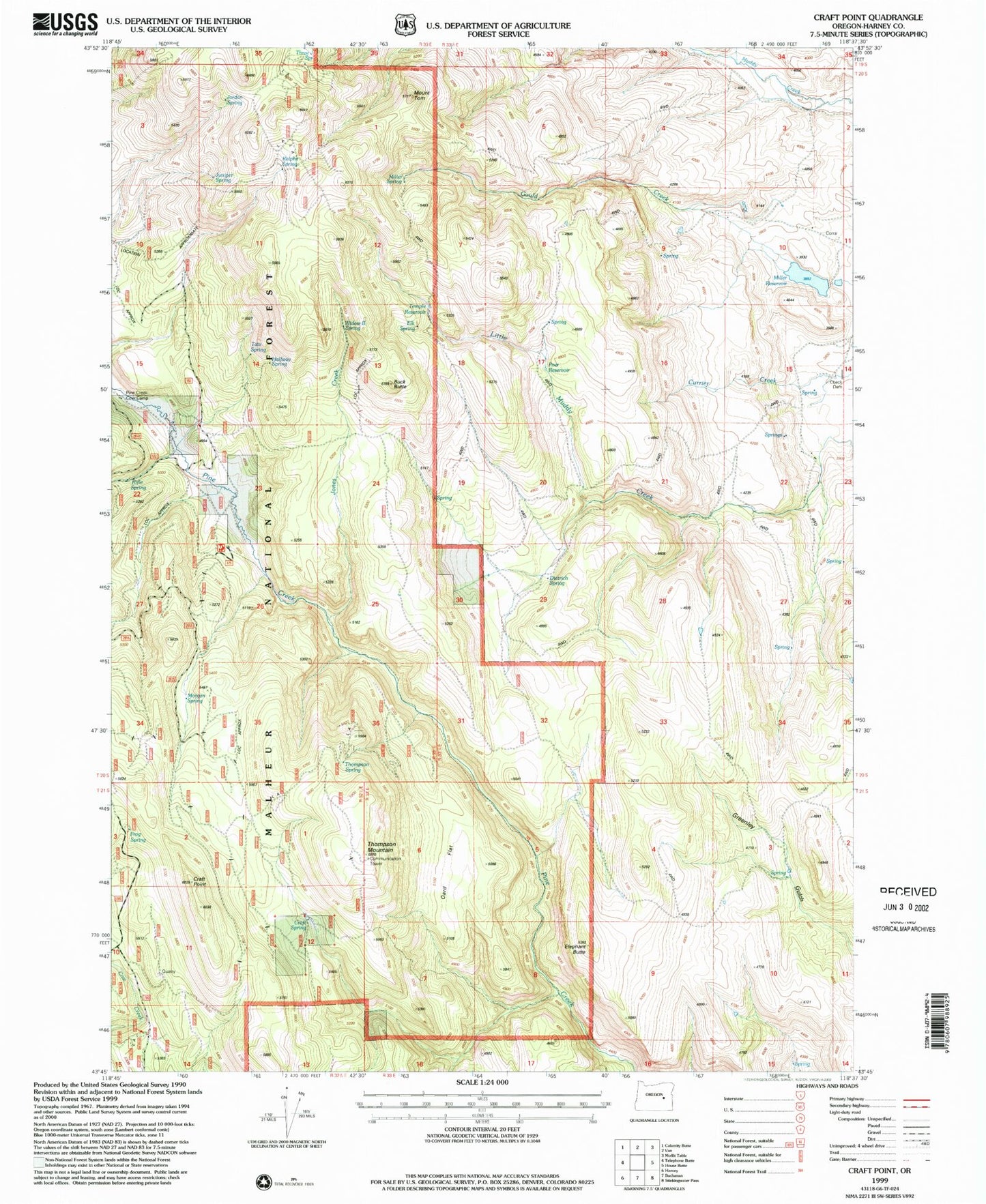 Classic USGS Craft Point Oregon 7.5'x7.5' Topo Map Image
