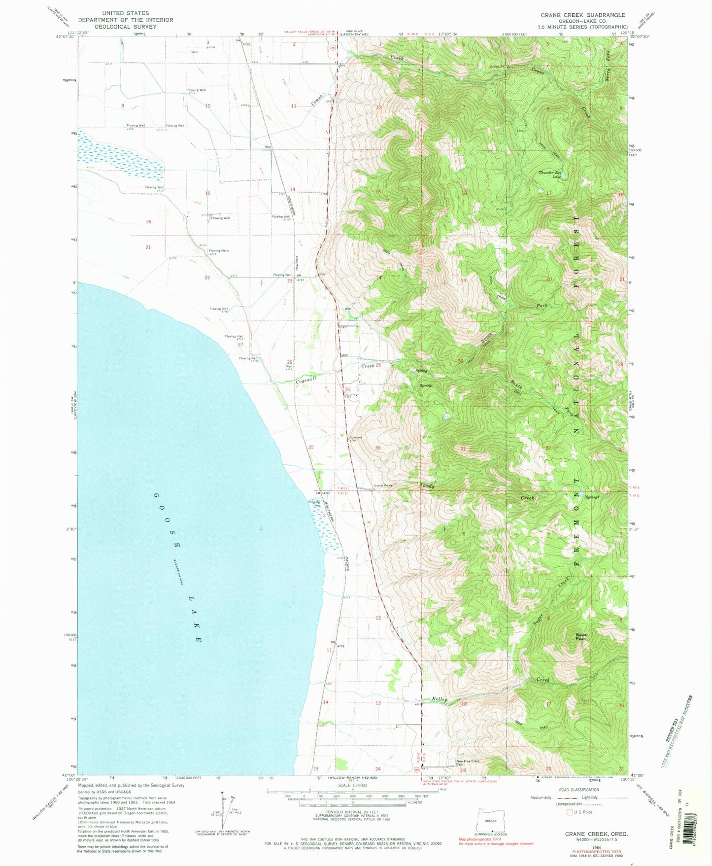 Classic USGS Crane Creek Oregon 7.5'x7.5' Topo Map Image