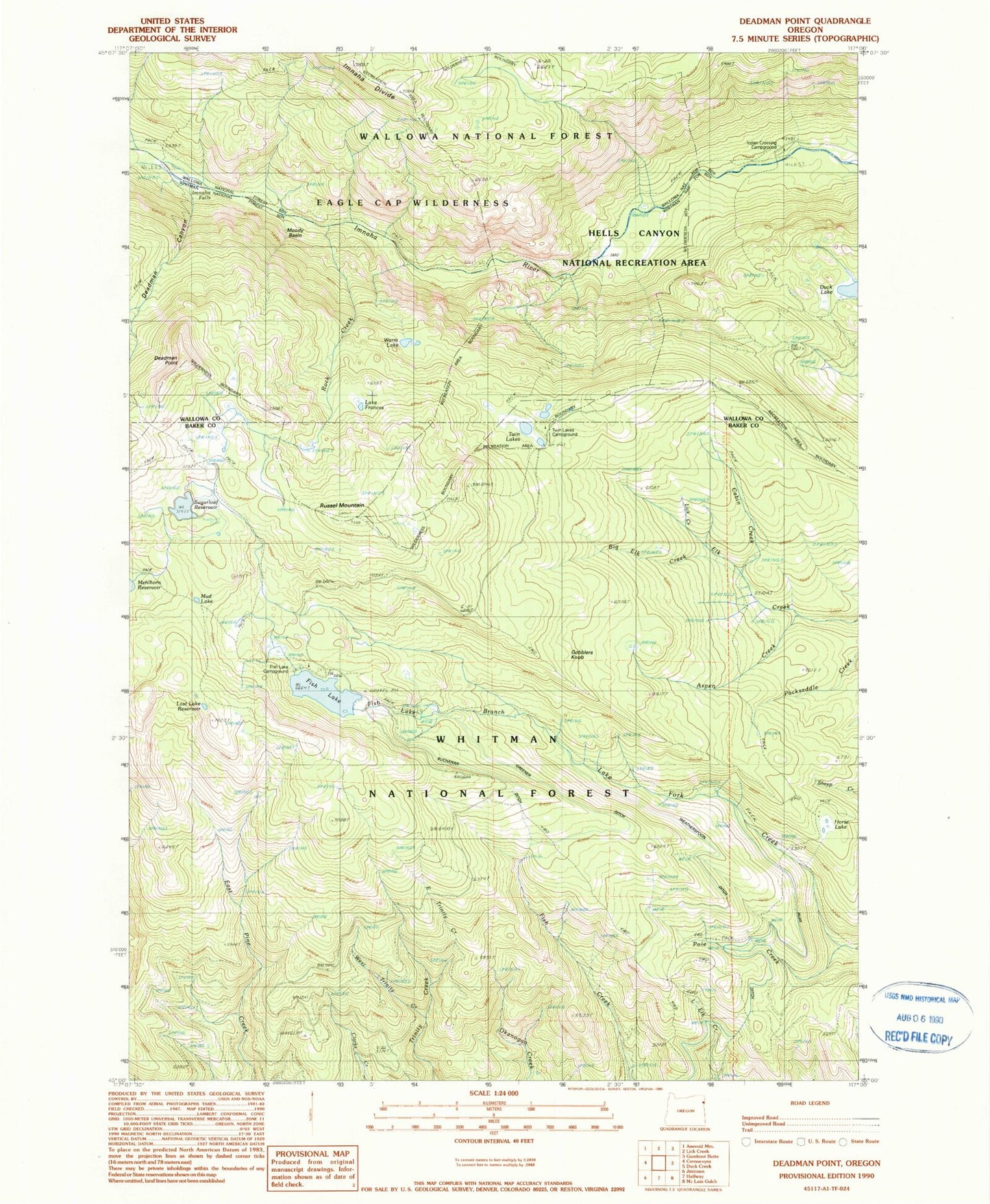 Classic USGS Deadman Point Oregon 7.5'x7.5' Topo Map Image