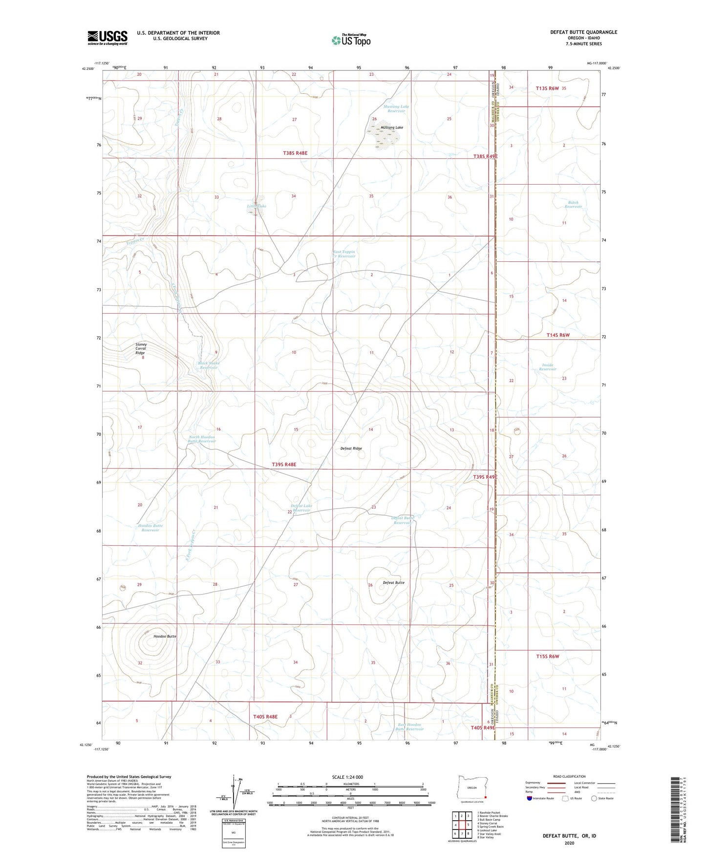 Defeat Butte Oregon US Topo Map Image