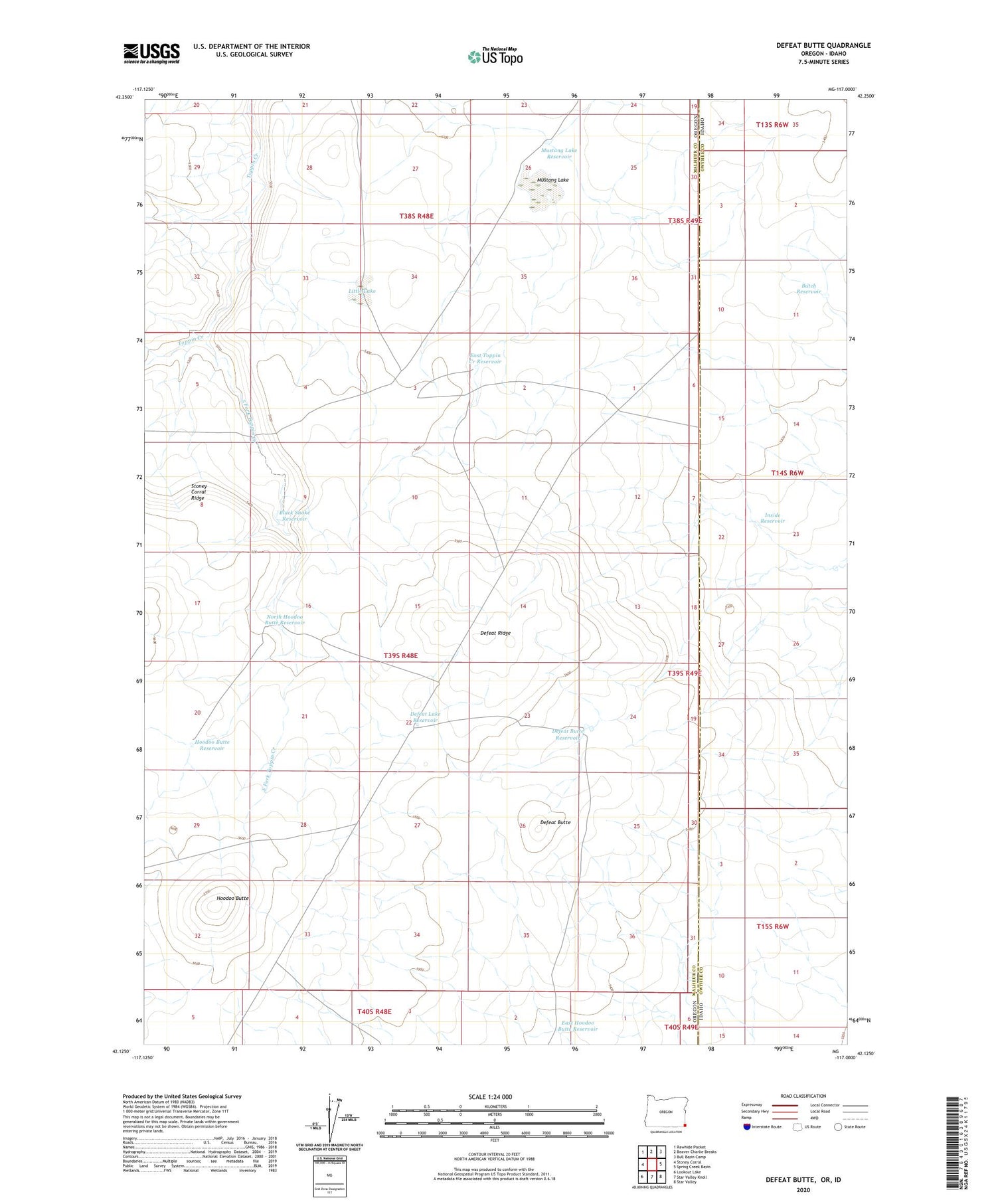 Defeat Butte Oregon US Topo Map Image