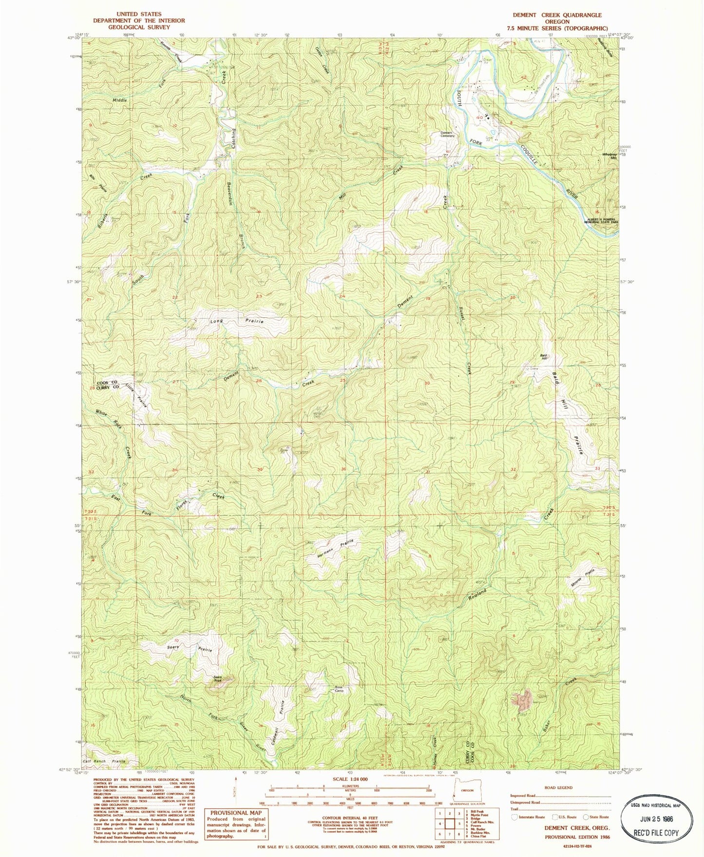 Classic USGS Dement Creek Oregon 7.5'x7.5' Topo Map Image