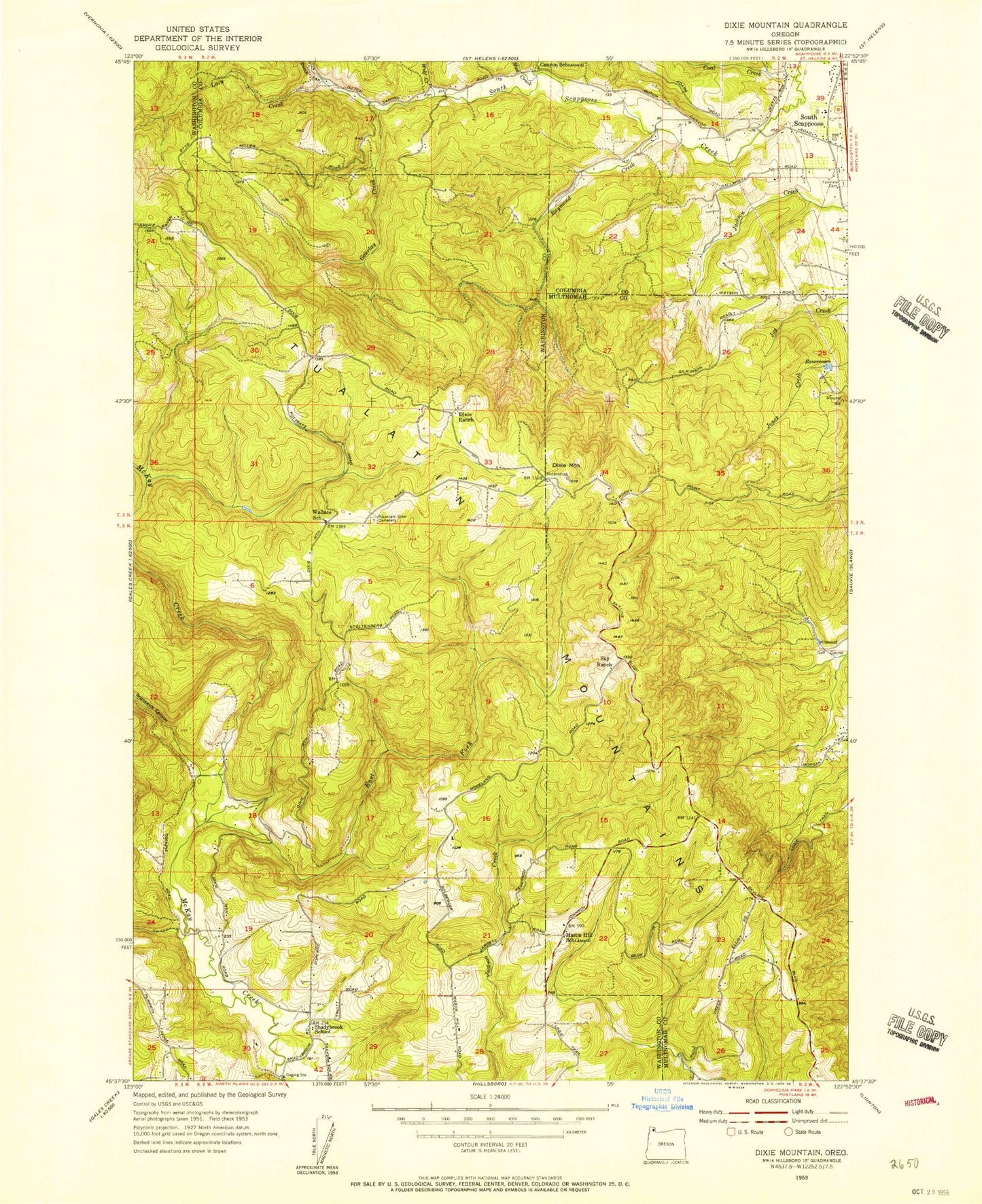 Classic USGS Dixie Mountain Oregon 7.5'x7.5' Topo Map Image