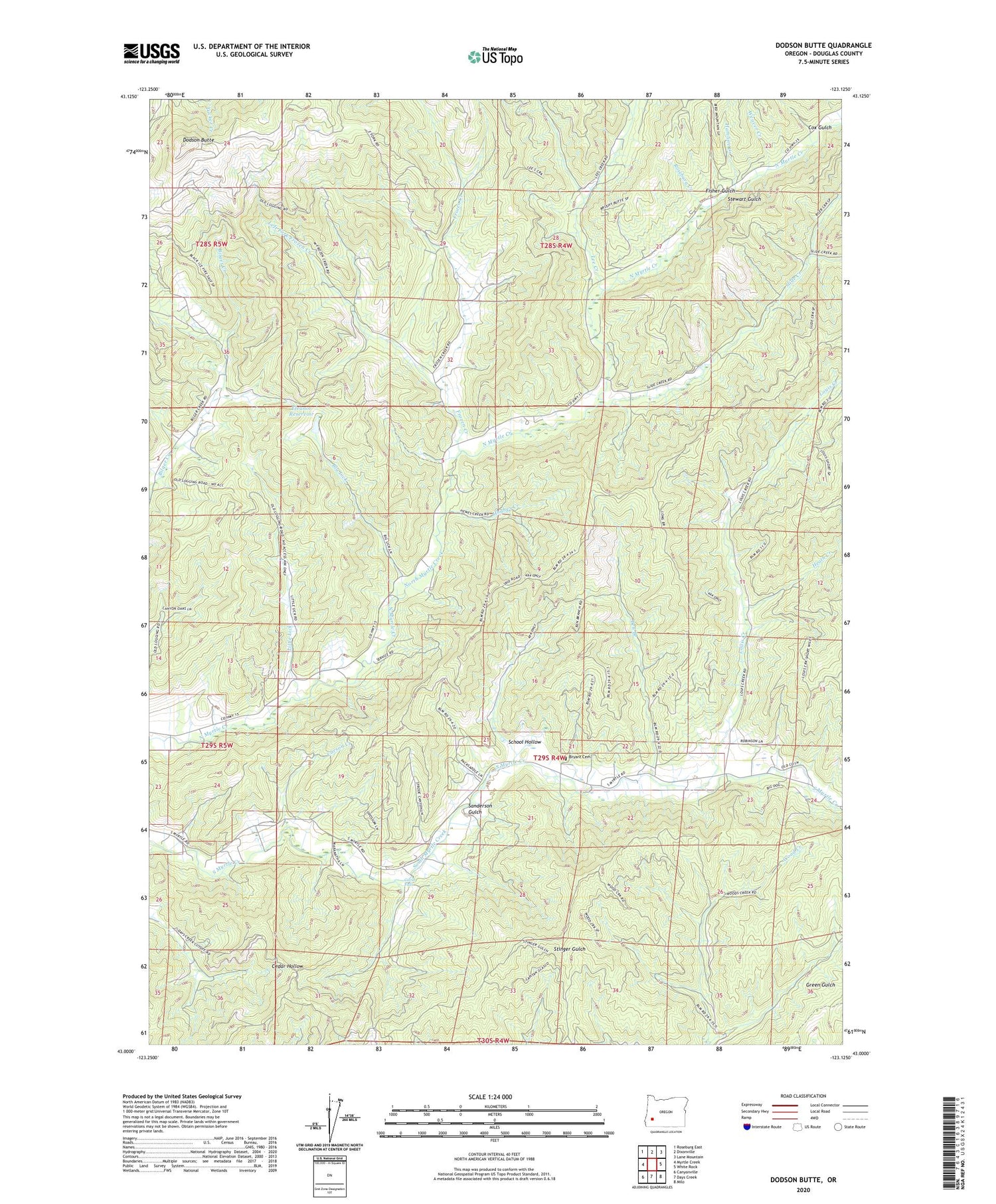 Dodson Butte Oregon US Topo Map Image