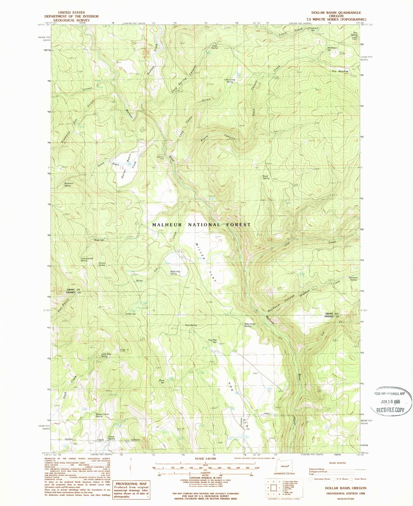 Classic USGS Dollar Basin Oregon 7.5'x7.5' Topo Map Image