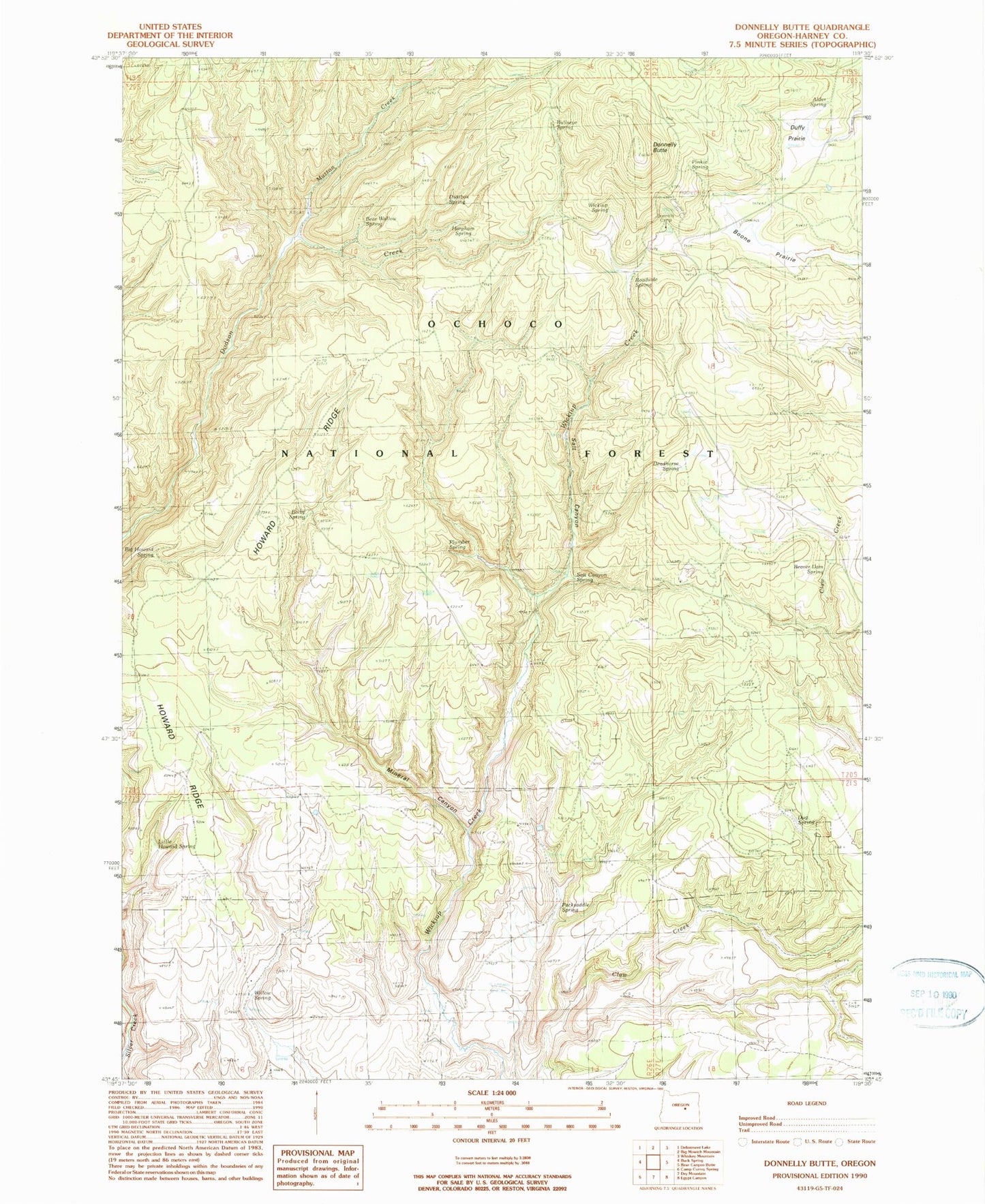 Classic USGS Donnelly Butte Oregon 7.5'x7.5' Topo Map Image