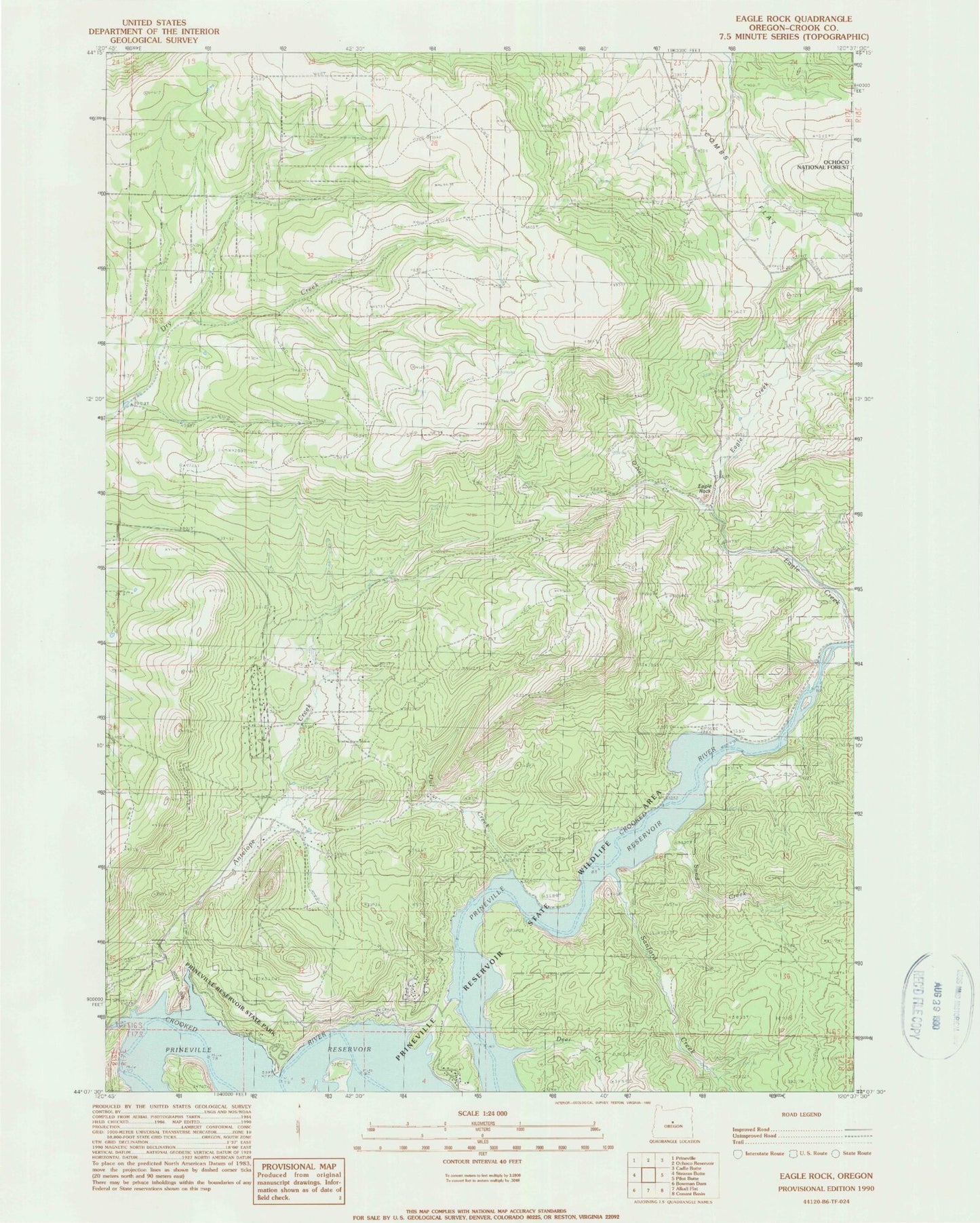 Classic USGS Eagle Rock Oregon 7.5'x7.5' Topo Map Image