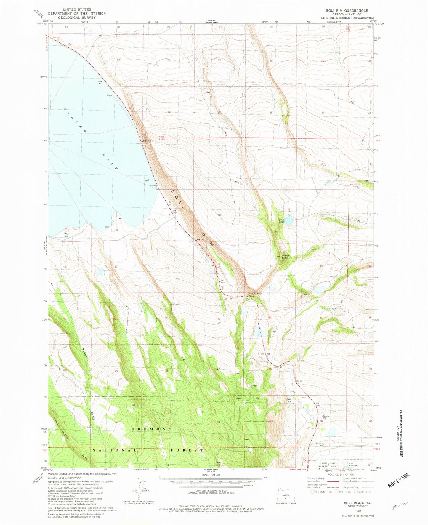 Classic USGS Egli Rim Oregon 7.5'x7.5' Topo Map Image