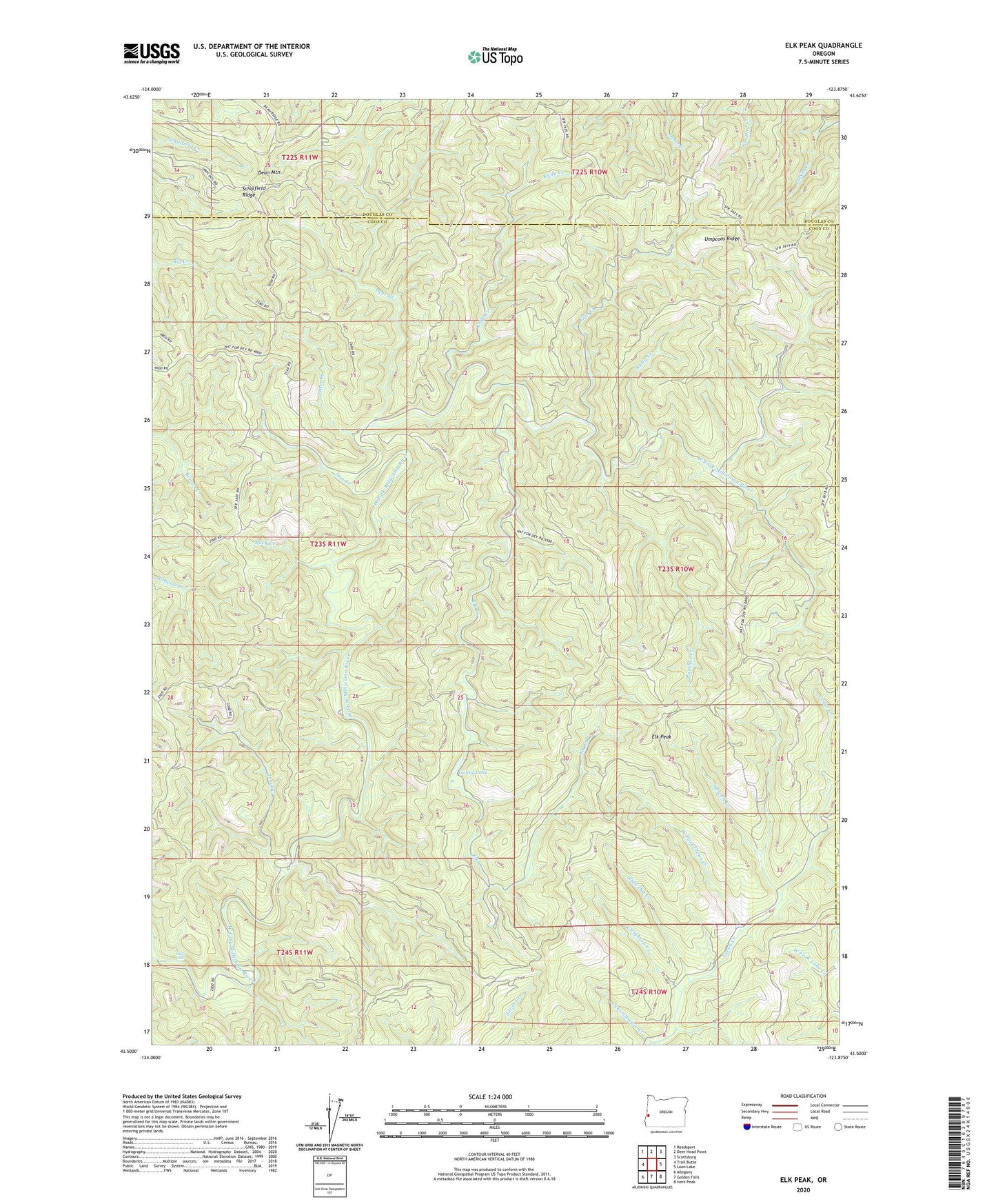 Elk Peak Oregon US Topo Map Image