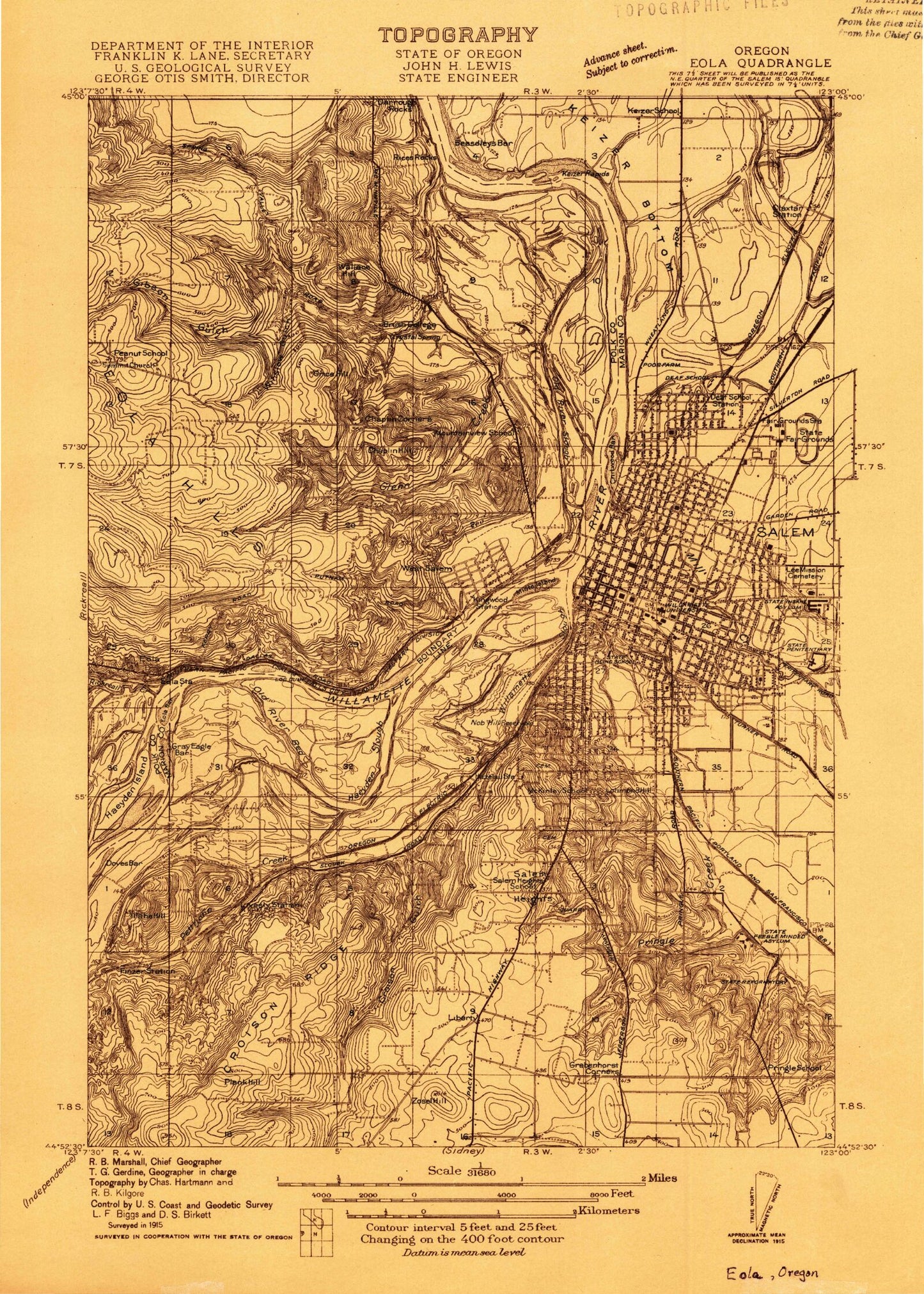 Classic USGS Salem West Oregon 7.5'x7.5' Topo Map Image