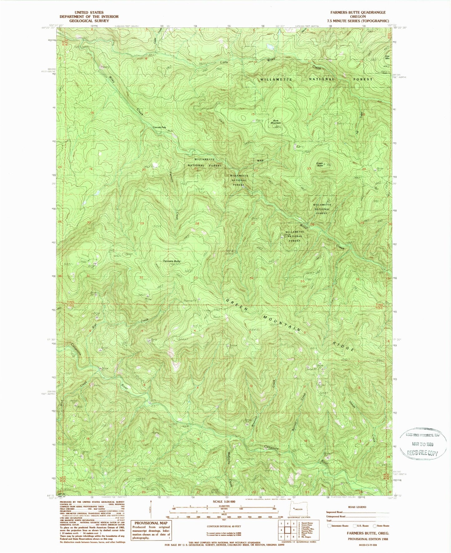 Classic USGS Farmers Butte Oregon 7.5'x7.5' Topo Map Image