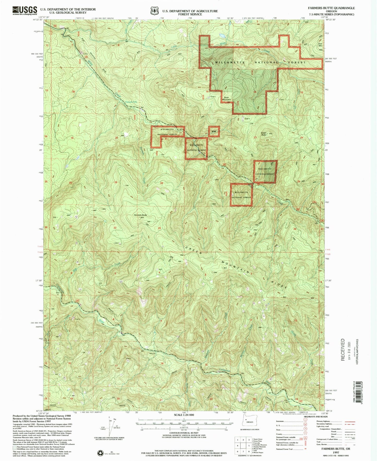 Classic USGS Farmers Butte Oregon 7.5'x7.5' Topo Map Image