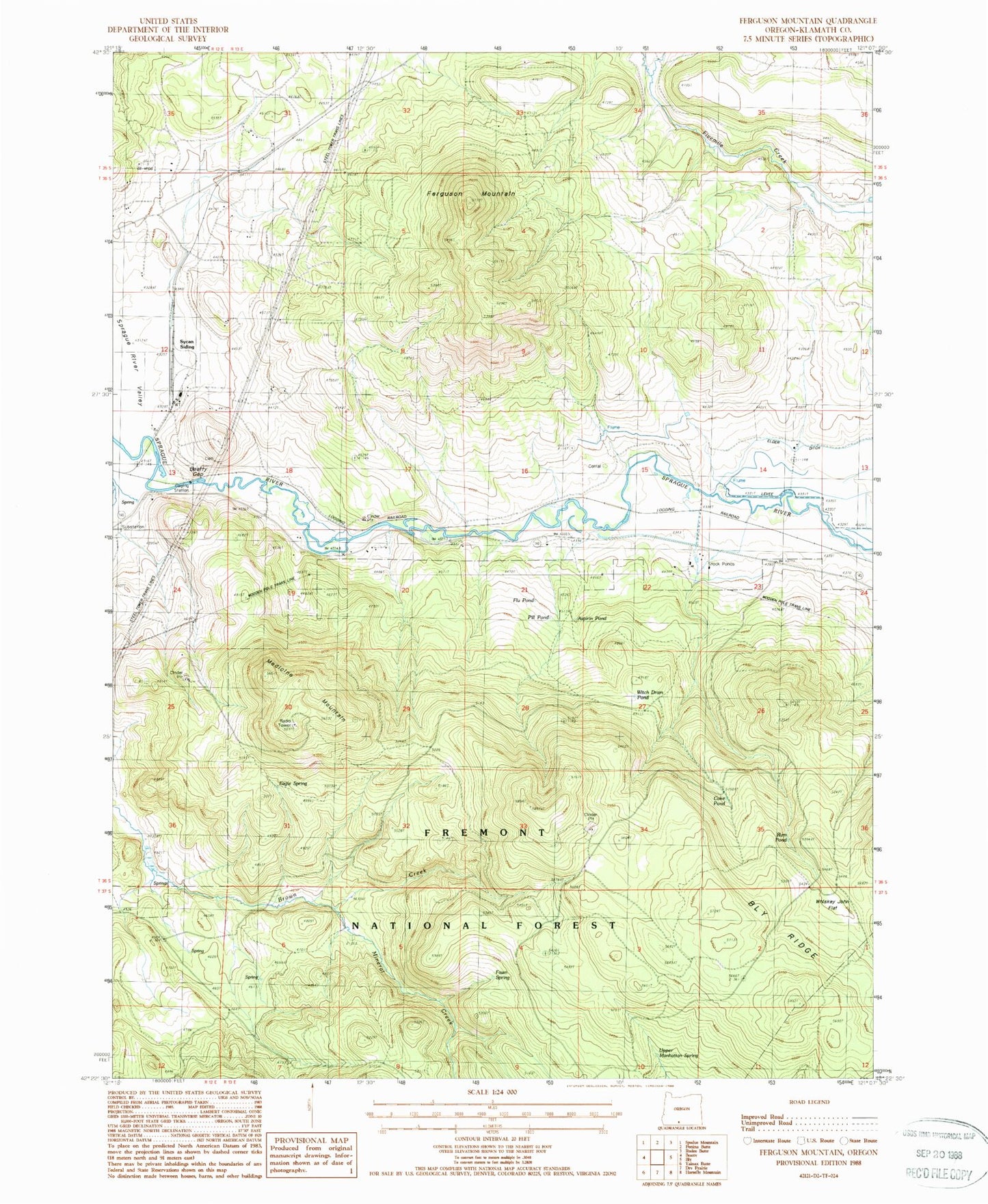 Classic USGS Ferguson Mountain Oregon 7.5'x7.5' Topo Map Image