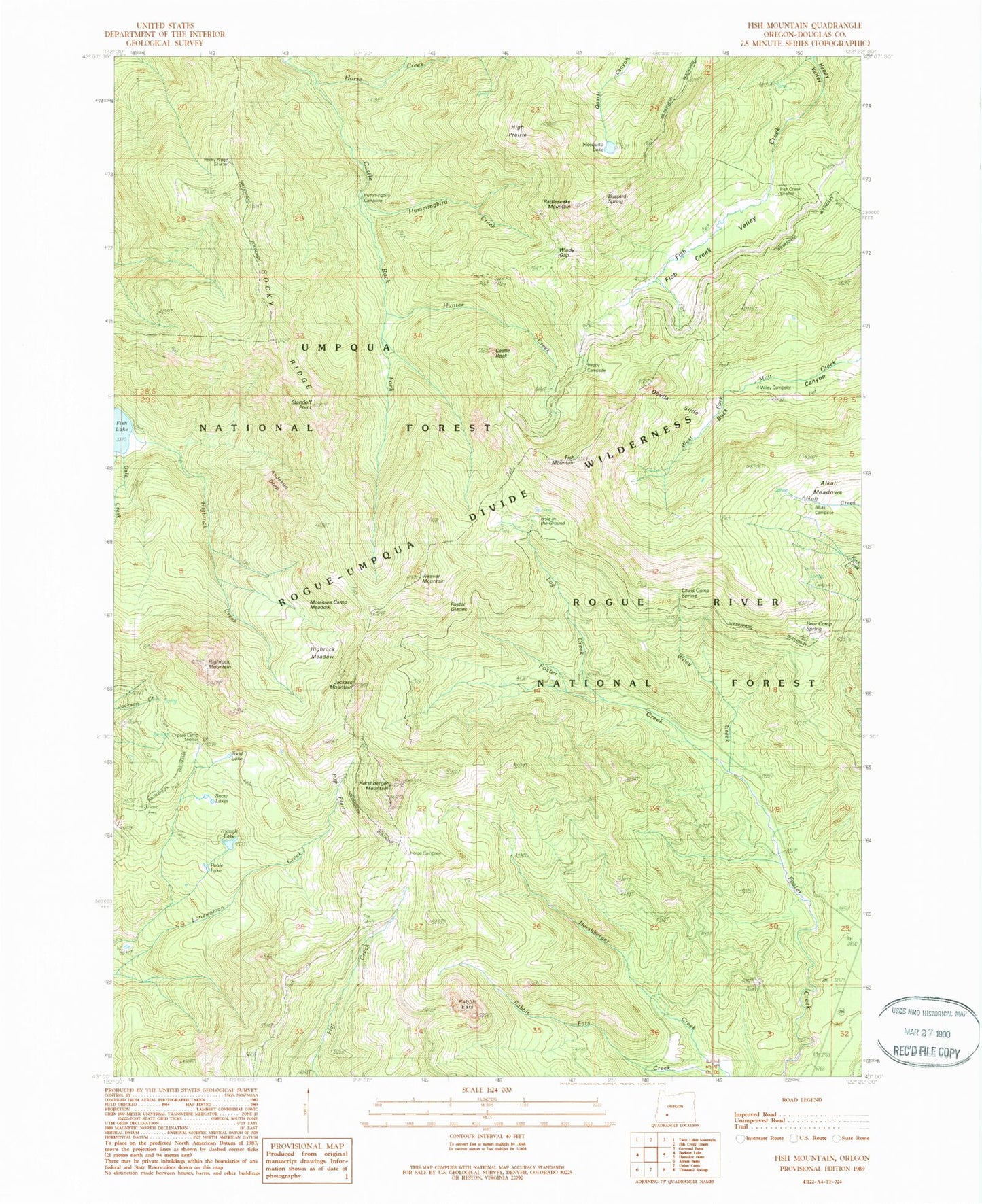 Classic USGS Fish Mountain Oregon 7.5'x7.5' Topo Map Image