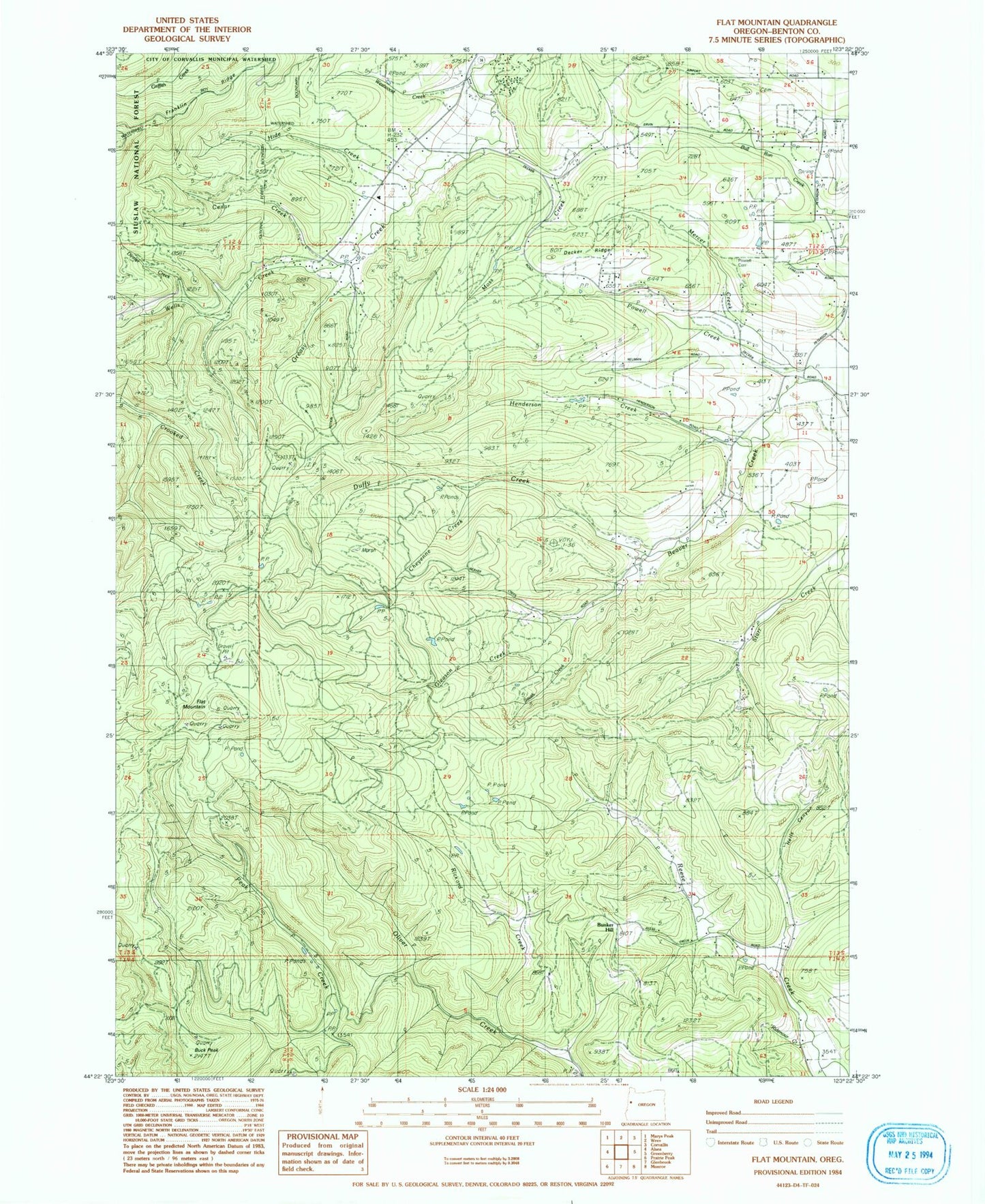 Classic USGS Flat Mountain Oregon 7.5'x7.5' Topo Map Image
