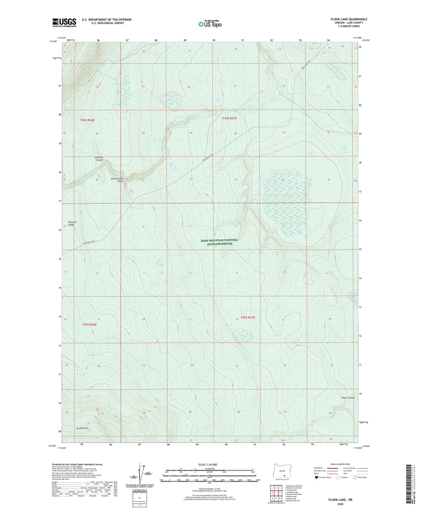 Flook Lake Oregon US Topo Map Image