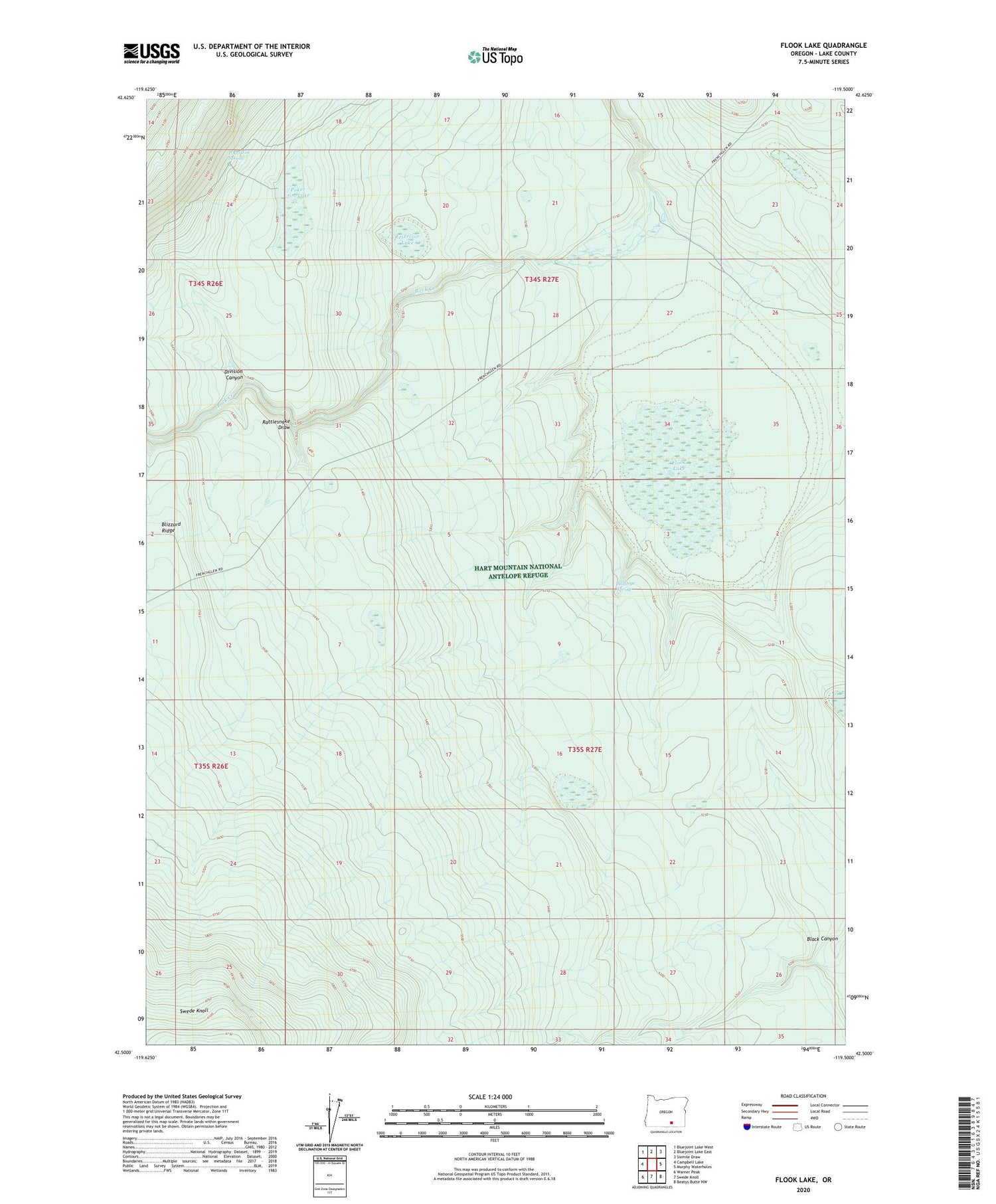 Flook Lake Oregon US Topo Map Image