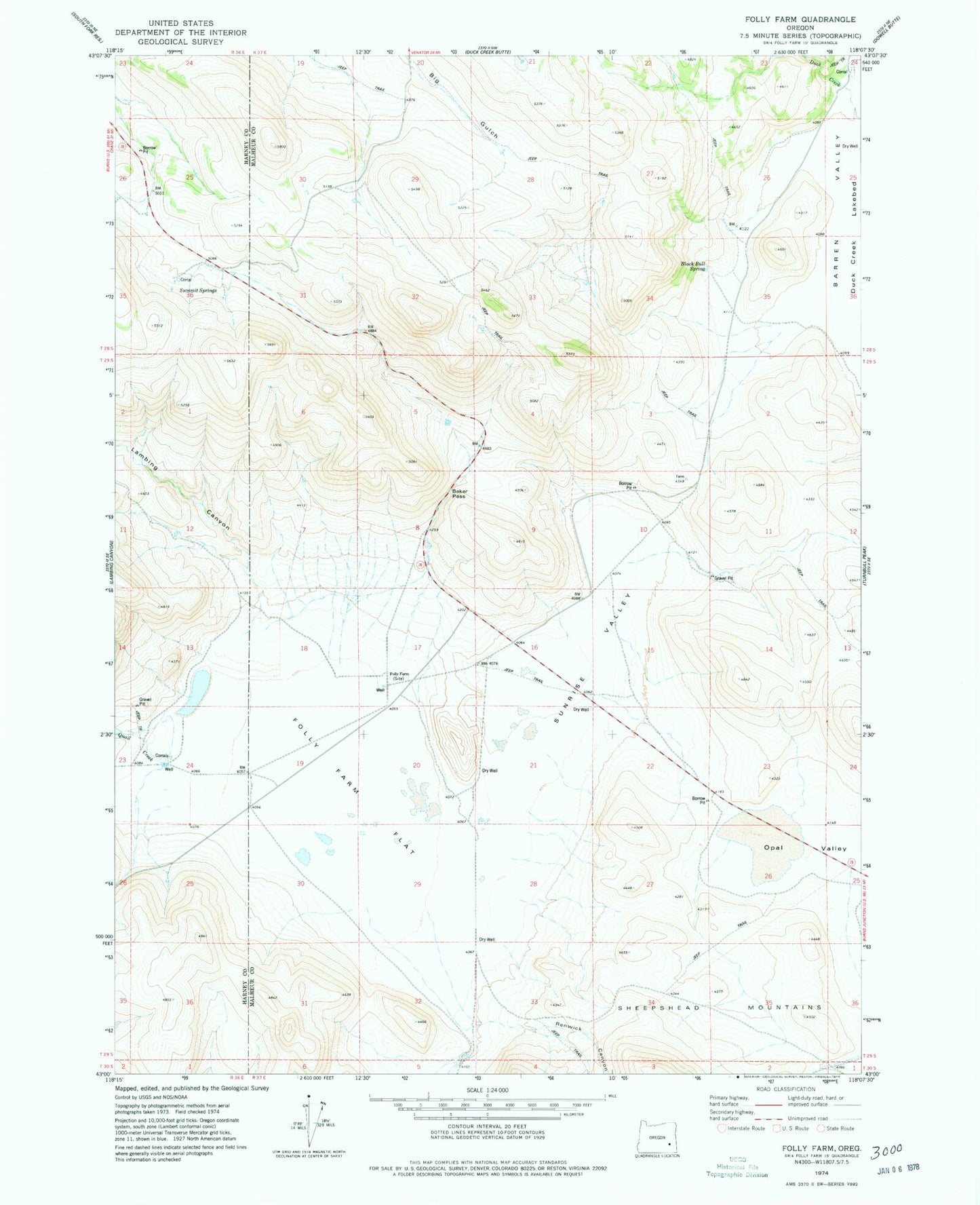 Classic USGS Folly Farm Oregon 7.5'x7.5' Topo Map Image