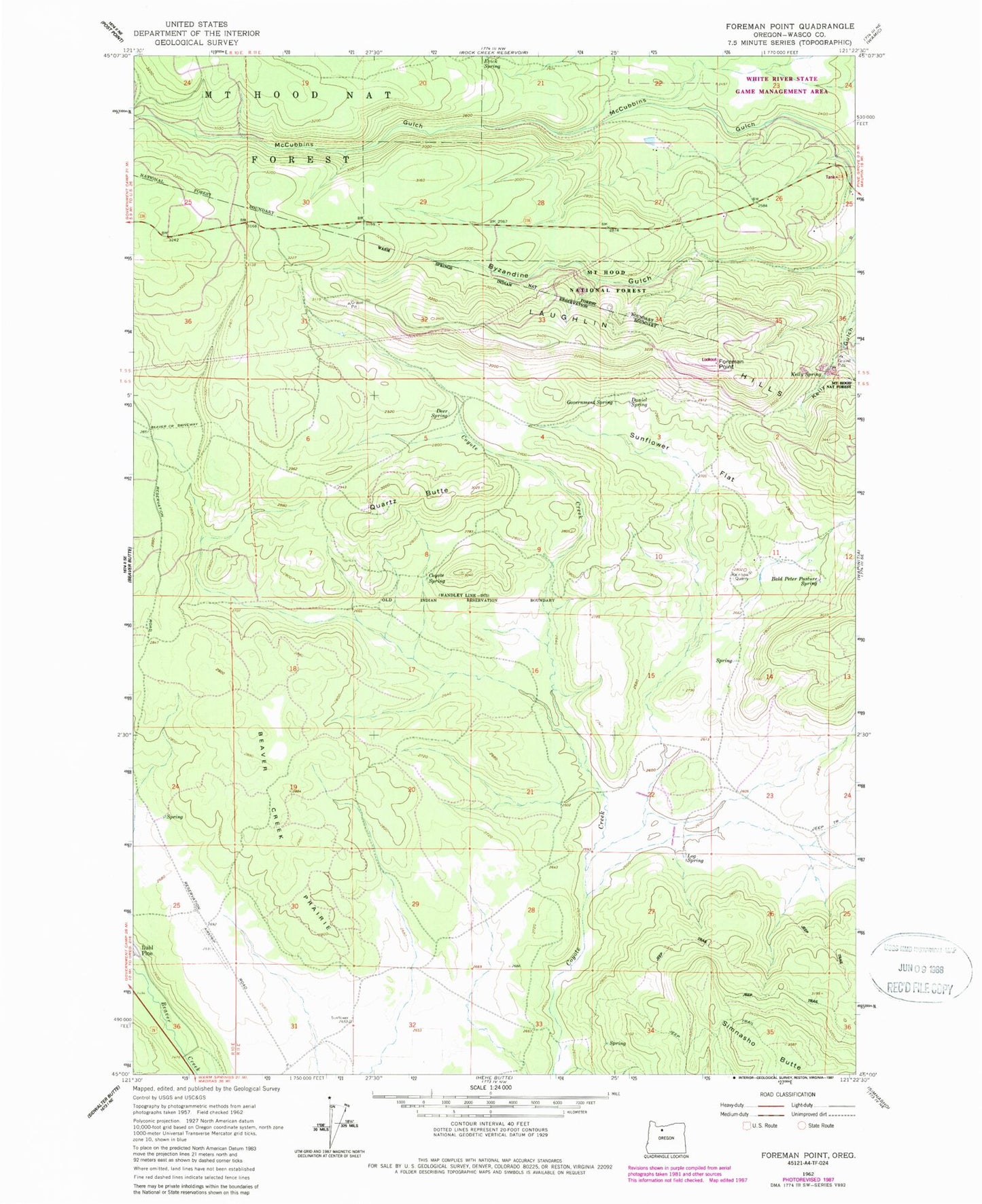 Classic USGS Foreman Point Oregon 7.5'x7.5' Topo Map Image