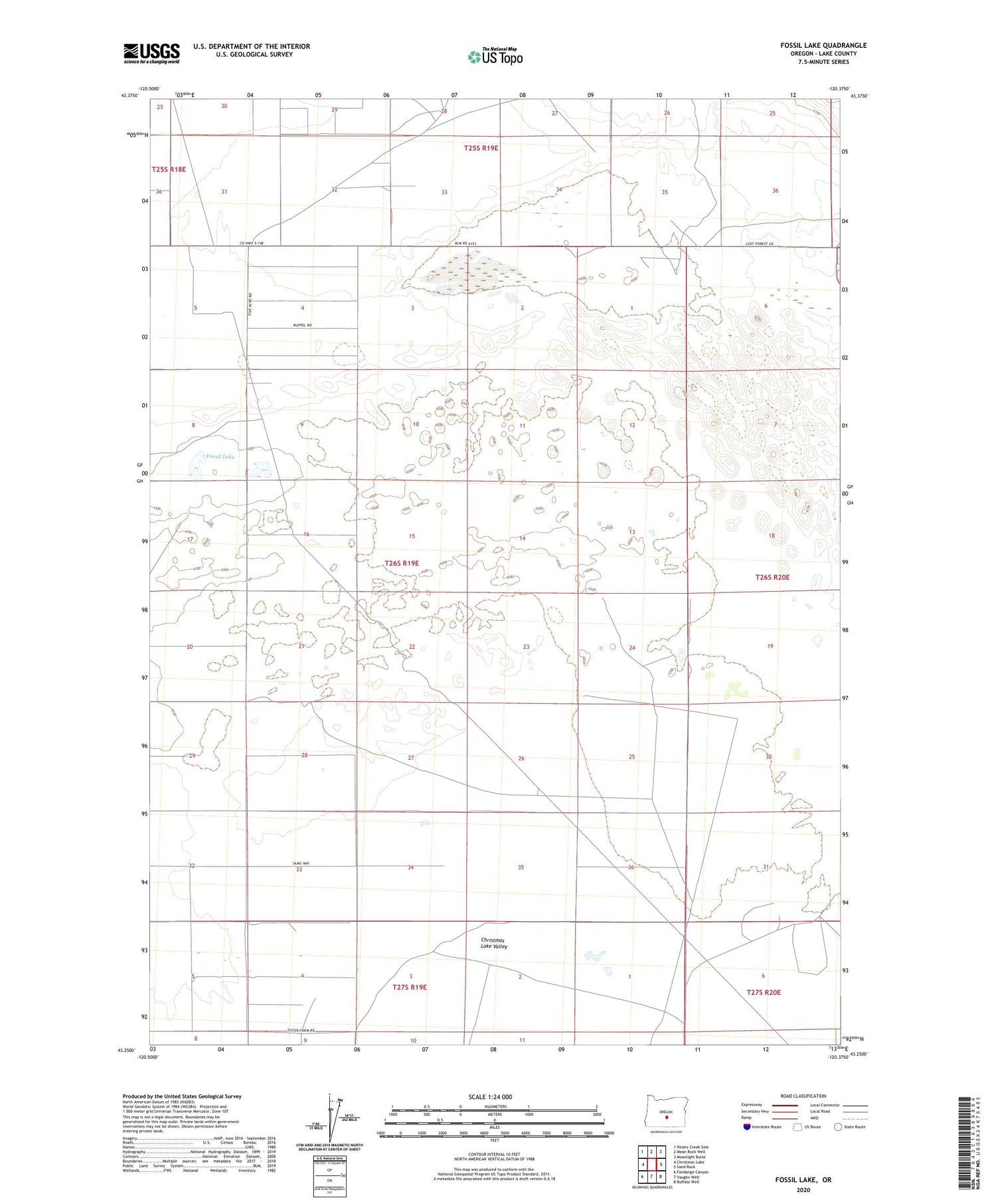 Fossil Lake Oregon US Topo Map Image