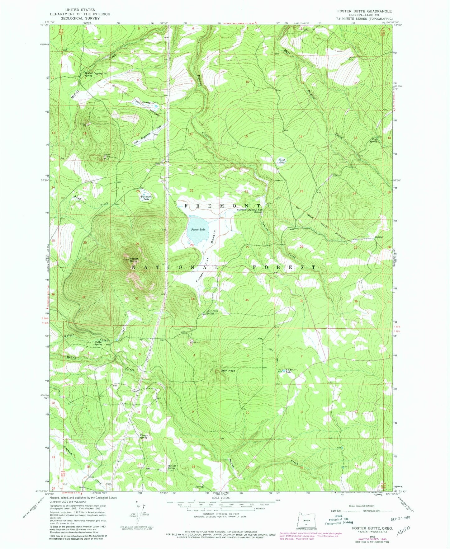 Classic USGS Foster Butte Oregon 7.5'x7.5' Topo Map Image
