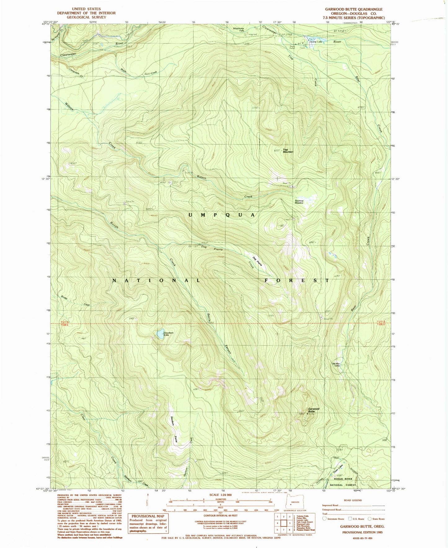 Classic USGS Garwood Butte Oregon 7.5'x7.5' Topo Map Image