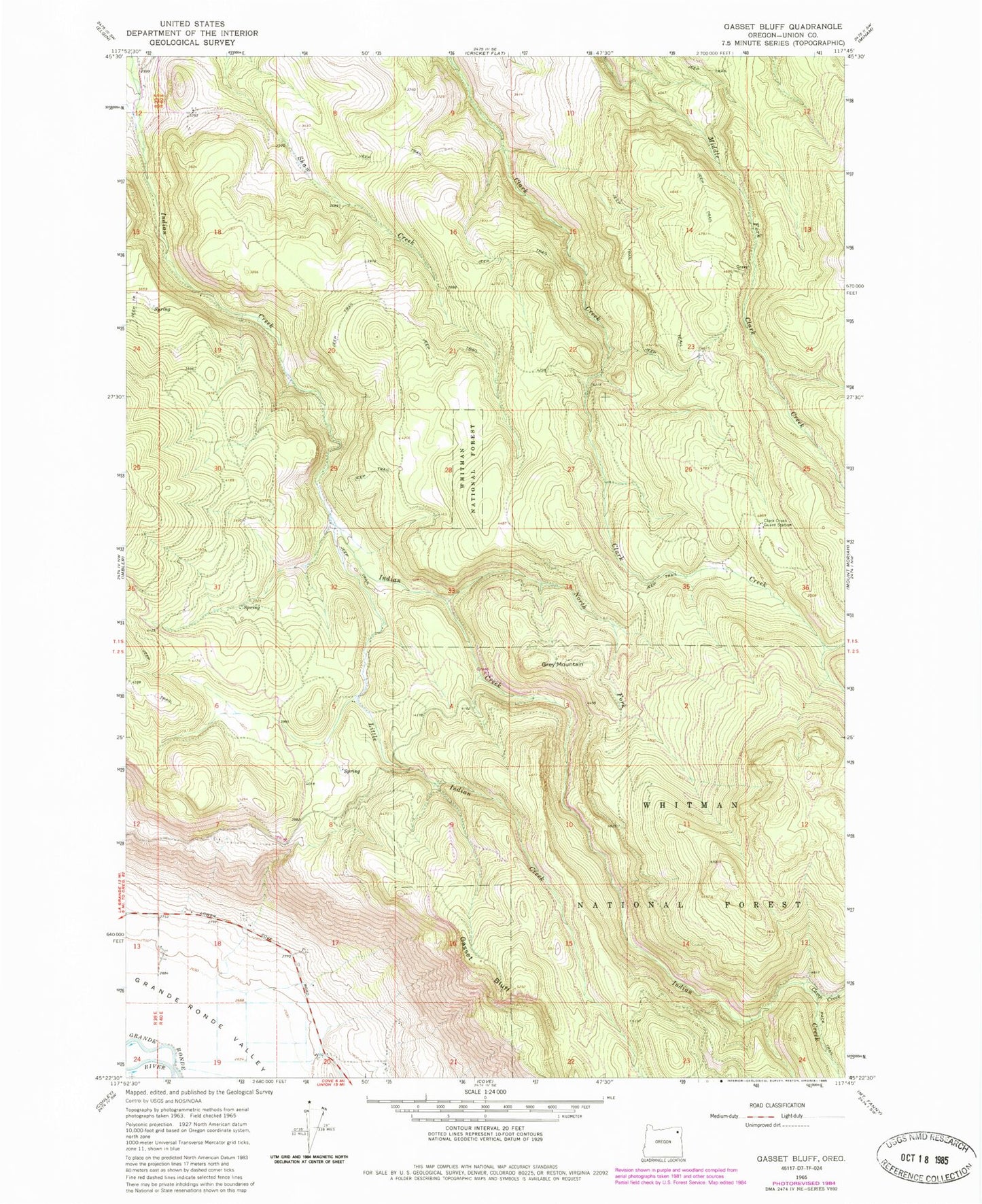 Classic USGS Gasset Bluff Oregon 7.5'x7.5' Topo Map Image