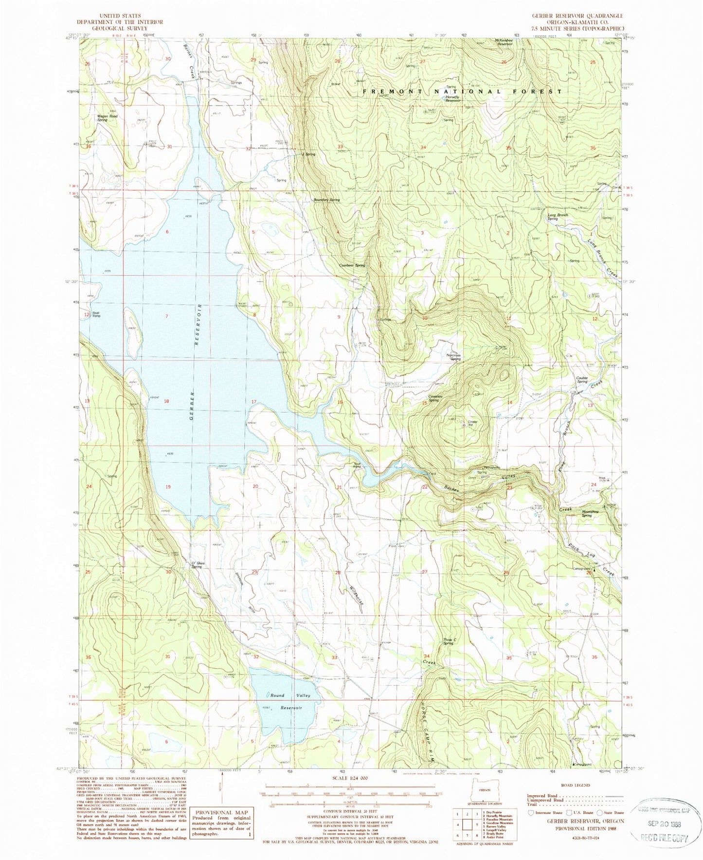 Classic USGS Gerber Reservoir Oregon 7.5'x7.5' Topo Map Image