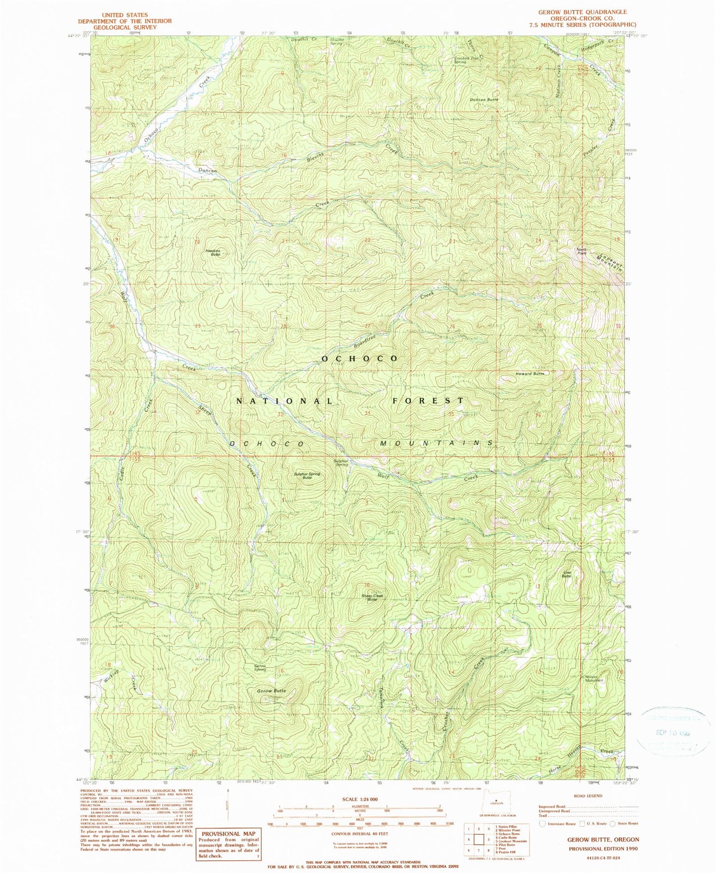 Classic USGS Gerow Butte Oregon 7.5'x7.5' Topo Map Image