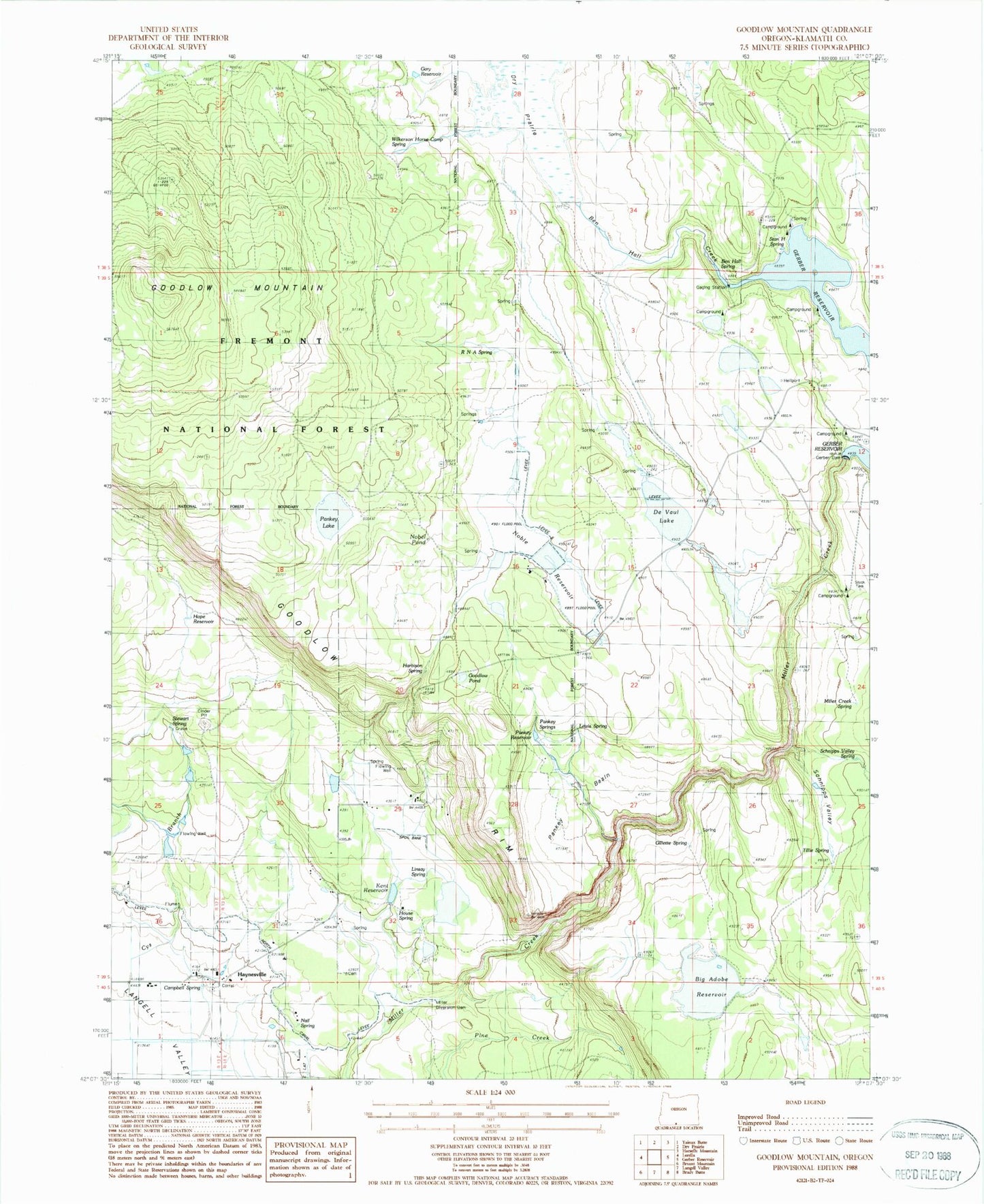 Classic USGS Goodlow Mountain Oregon 7.5'x7.5' Topo Map Image