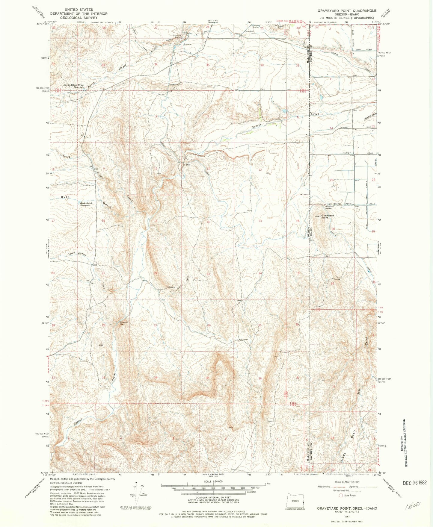 Classic USGS Graveyard Point Idaho 7.5'x7.5' Topo Map Image