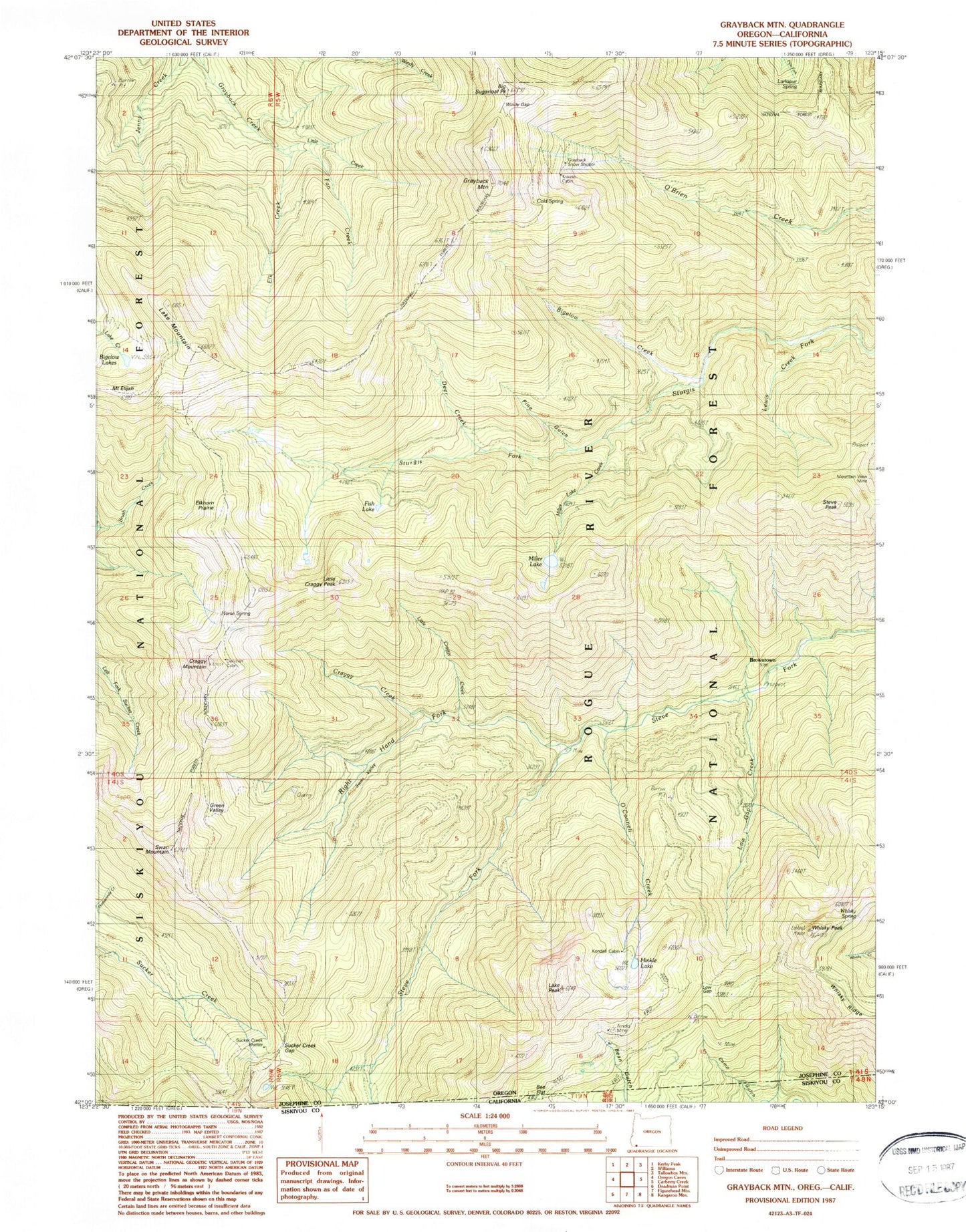 Classic USGS Grayback Mountain Oregon 7.5'x7.5' Topo Map Image