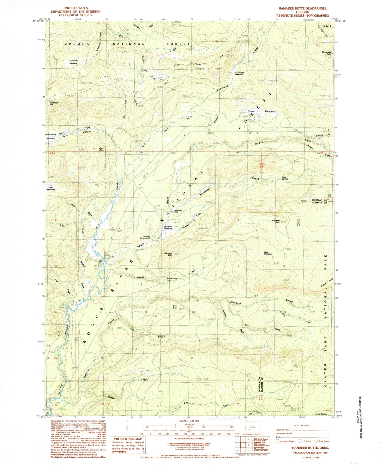 Classic USGS Hamaker Butte Oregon 7.5'x7.5' Topo Map Image