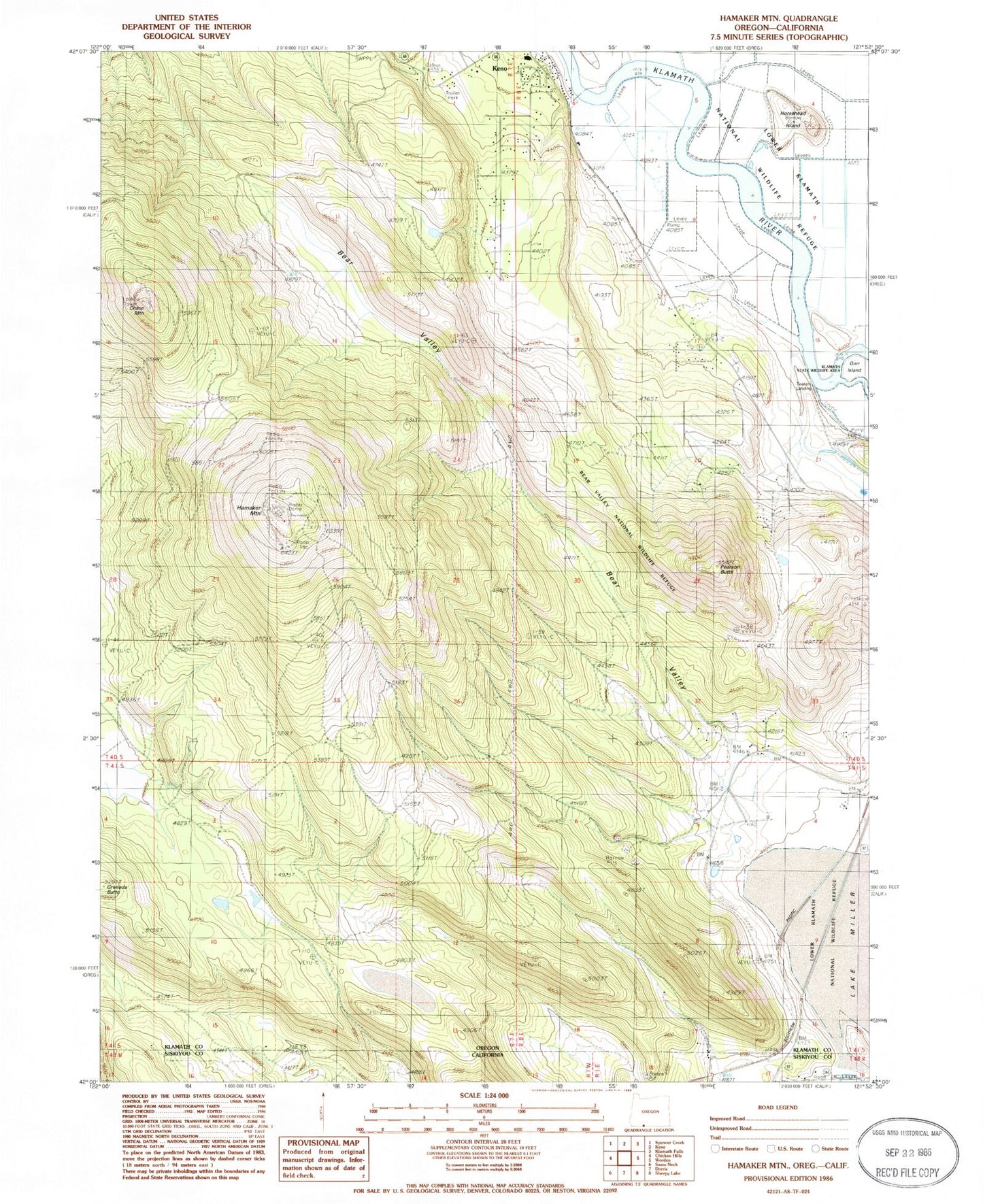Classic USGS Hamaker Mountain Oregon 7.5'x7.5' Topo Map Image